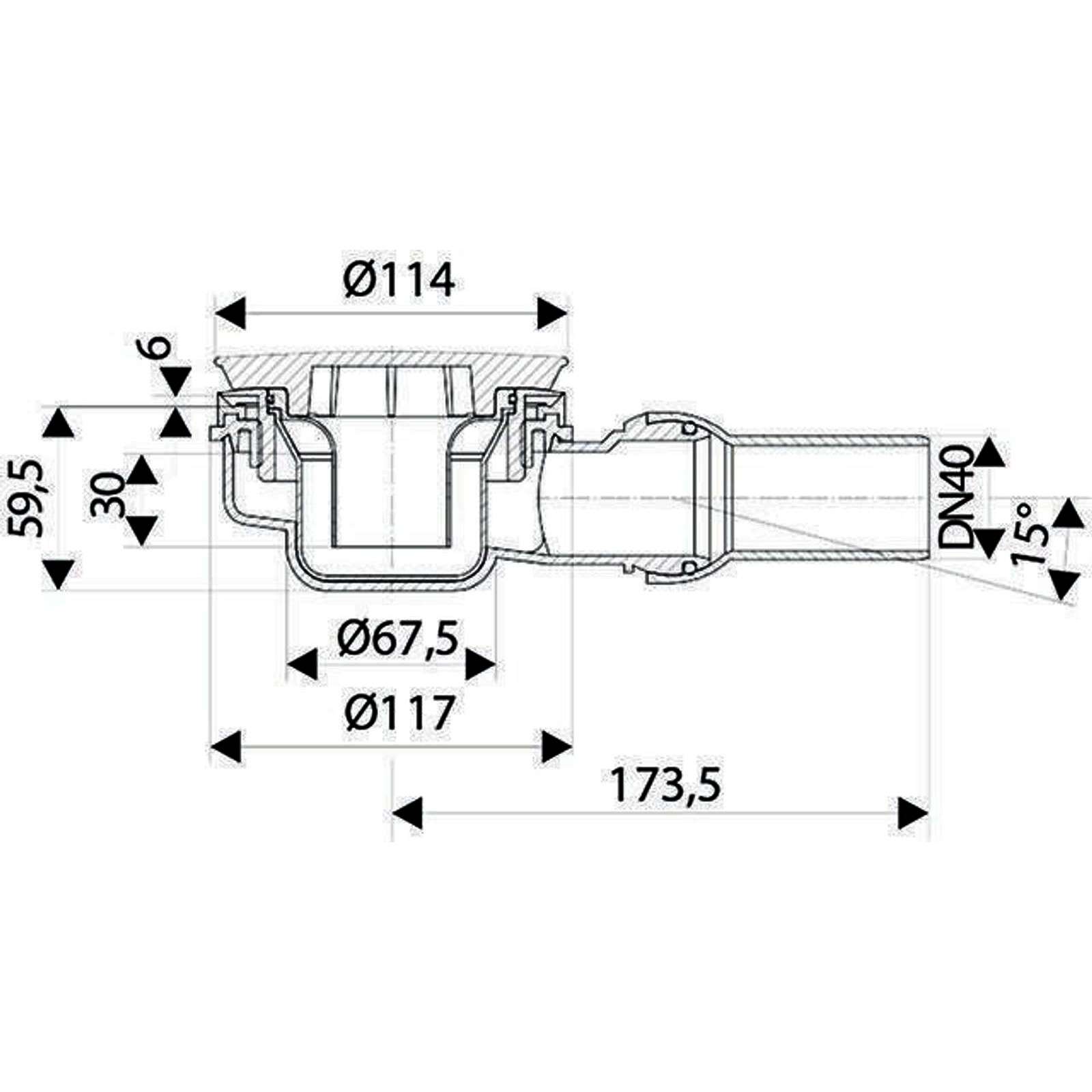 Anschluss für Brausewannen, flach, DN40