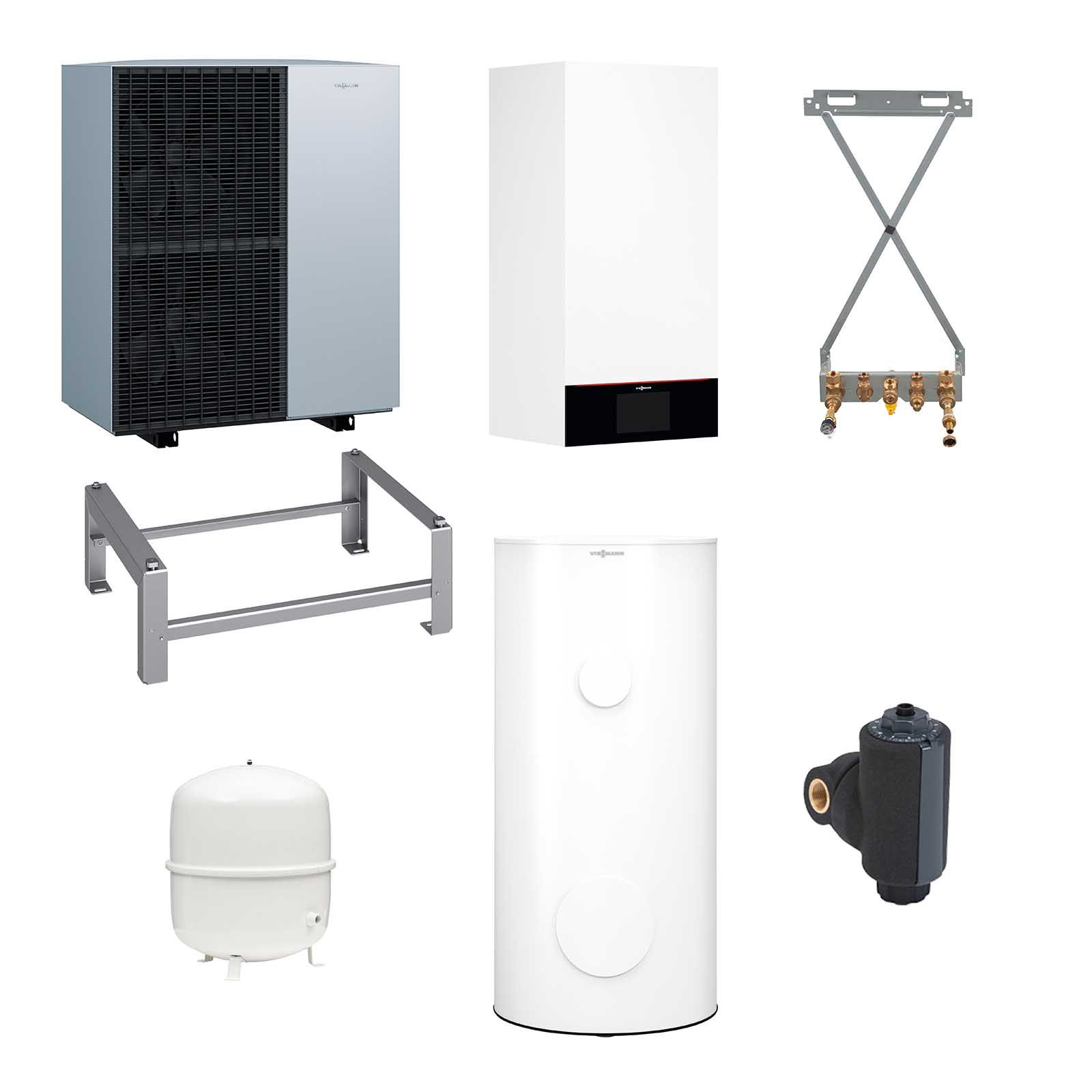 Viessmann Paket Vitocal 150-A Luft/Wasser-Wärmepumpe 11,1 kW AWO-E-AC 151.A13 400V Monoblock mit Speicher Vitocell 100-V CVWC 250l