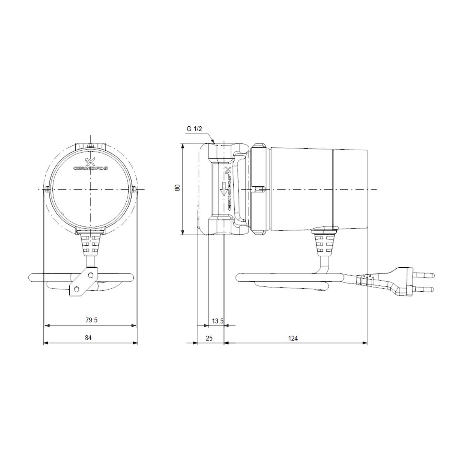 Grundfos Comfort Zirkulationspumpe 15-14 B TU PM 80 mm