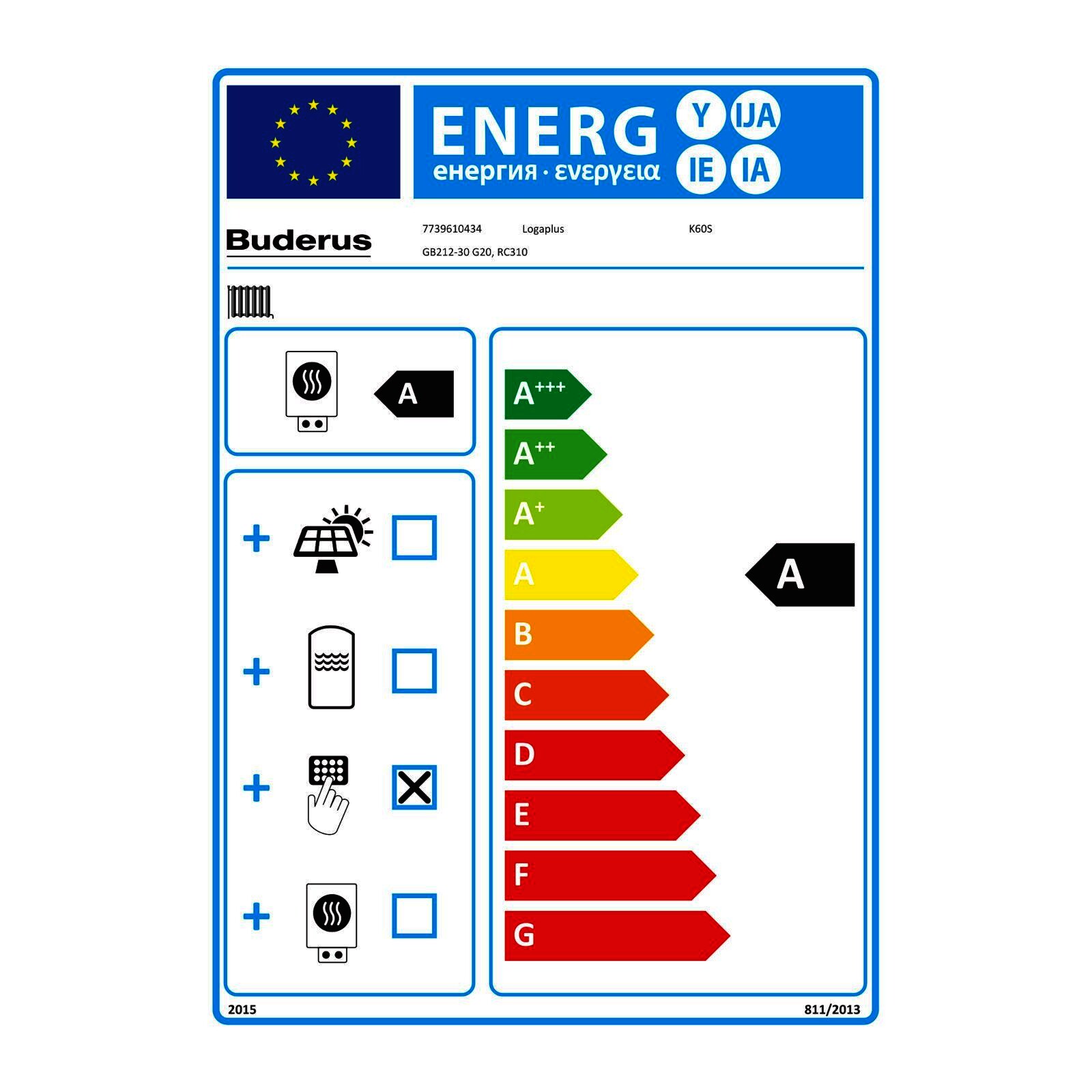 Buderus Paket K60S Gas-Brennwertkessel Logaplus GB212 30 kW Bedieneinheit Logamatic RC310 Zubehör ohne Mischer