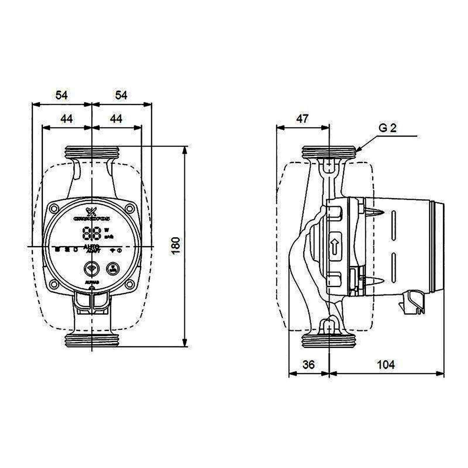 Grundfos Alpha3 32-60 180 mm Hocheffizienz-Umwälzpumpe inkl. Wärmedämmschale