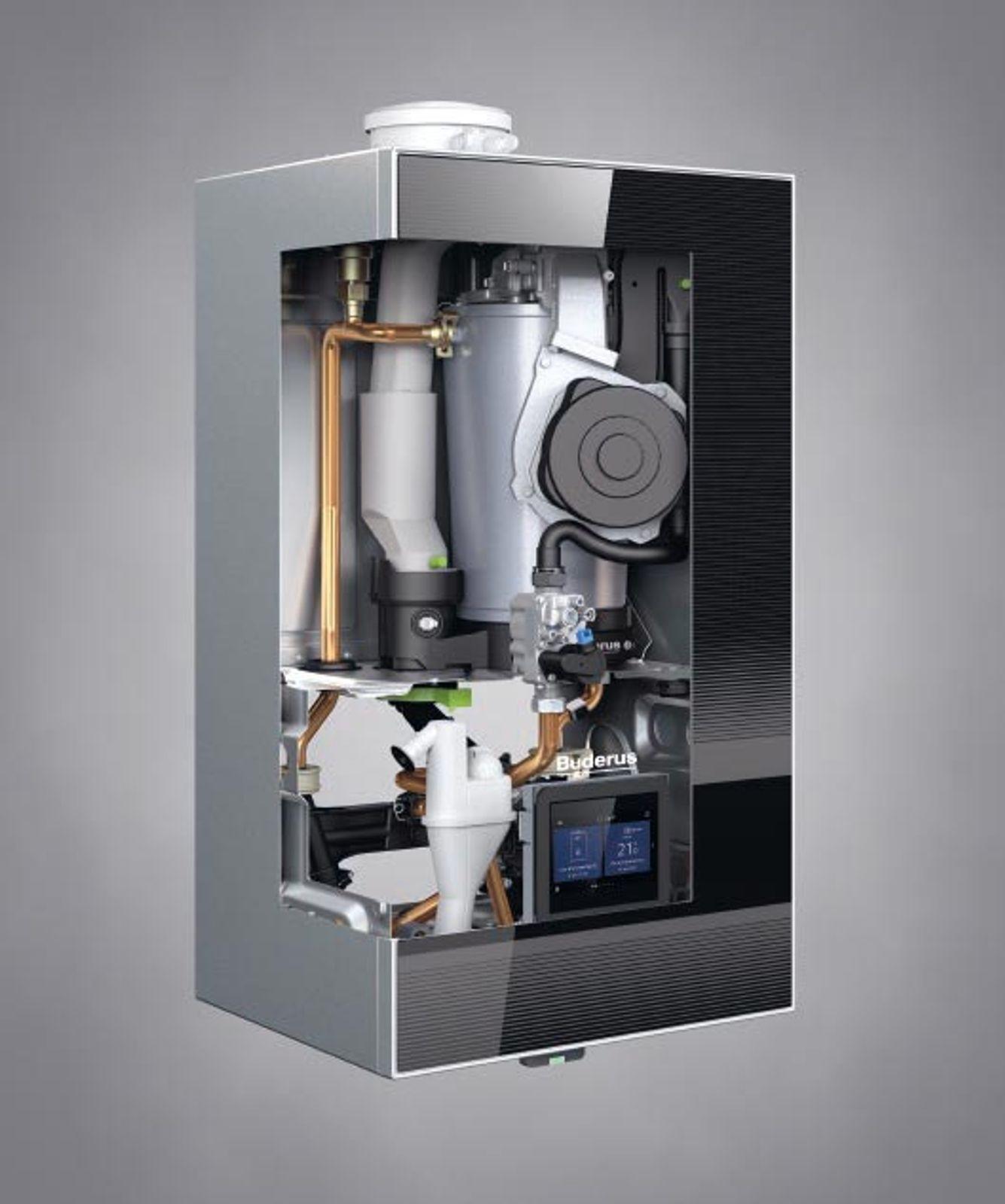 Buderus Gas-Brennwert Paket Kombigerät Logamax plus GB182i.2-25 H 25 kW in schwarz inkl. 200 l Speicher EBS-PU200