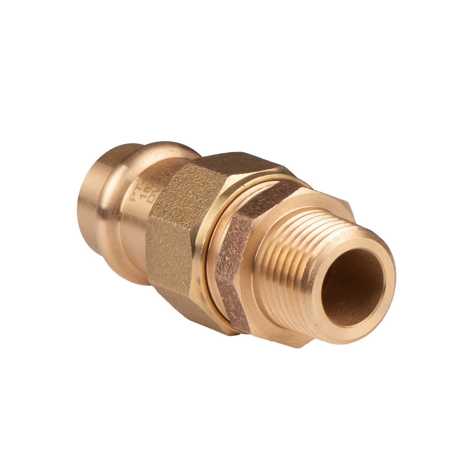 Kupfer Pressfitting Übergangsverschraubung aus Rotguss 28 mm - 1" AG (Überwurf) flachdichtend V+M-Kontur DVGW