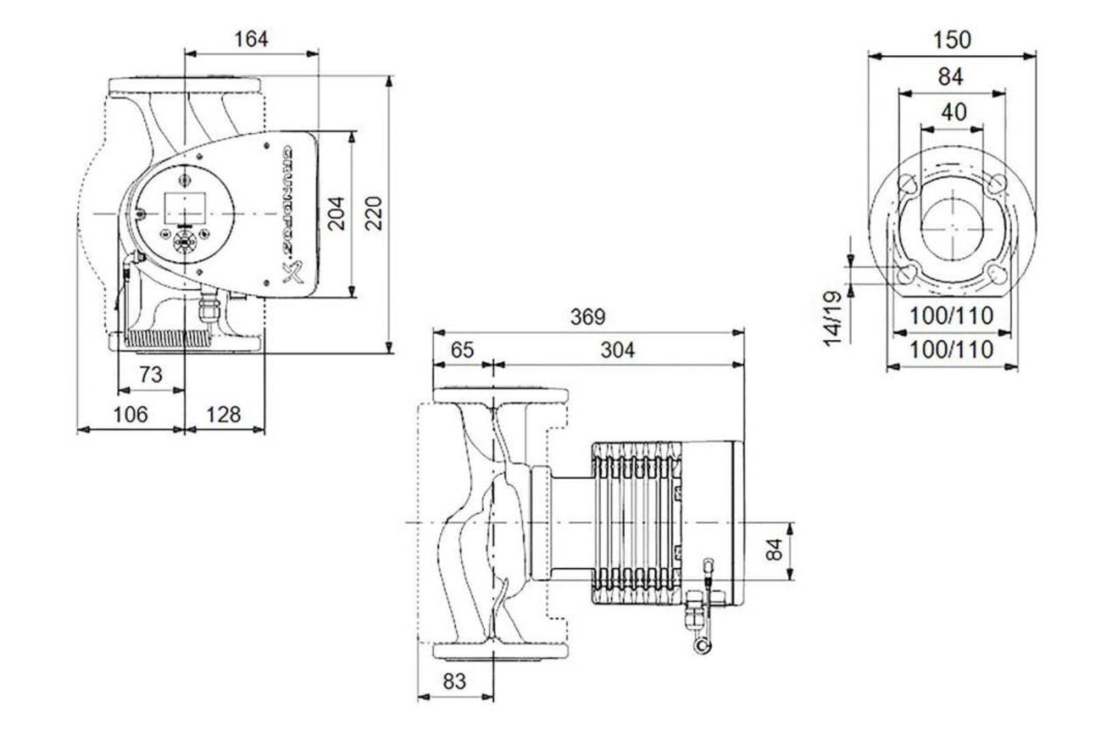 Grundfos Hocheffizienz-Umwälzpumpe Magna3 F 32-100 220 mm