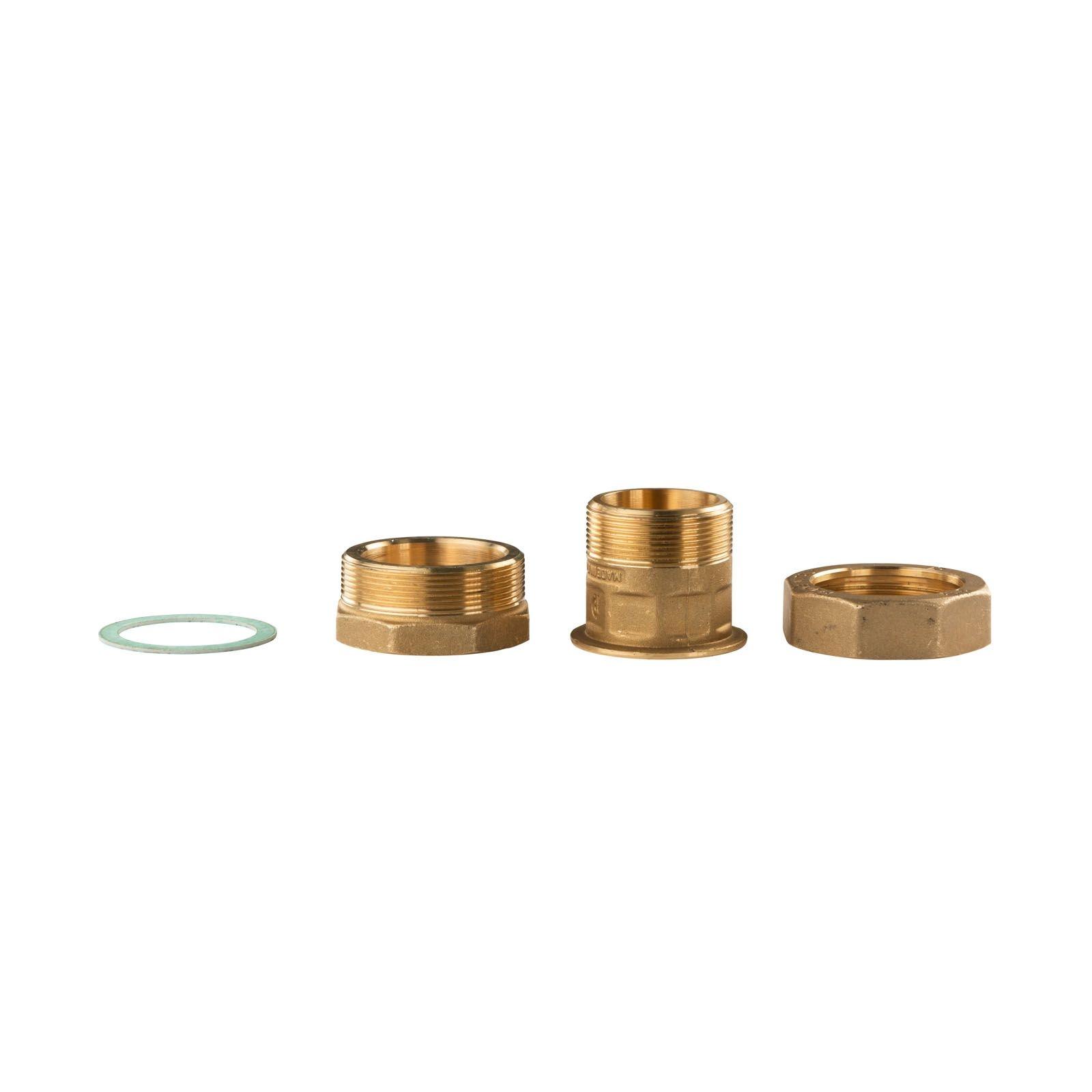 Messing Gewinde-Fitting Verschraubung gerade flachdichtend 2"IG - 2''AG (DN 50) - schwere Ausführung