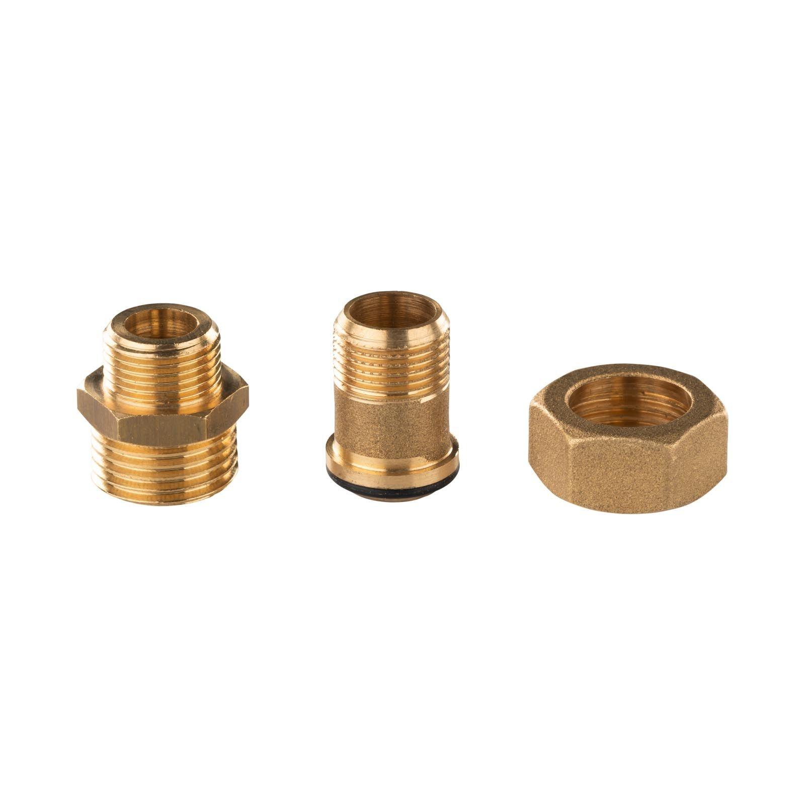 Messing Gewinde-Fitting Verschraubung mit O-Ring konisch dichtend 3/8" AG - 3/8" AG (DN10) - schwere Ausführung