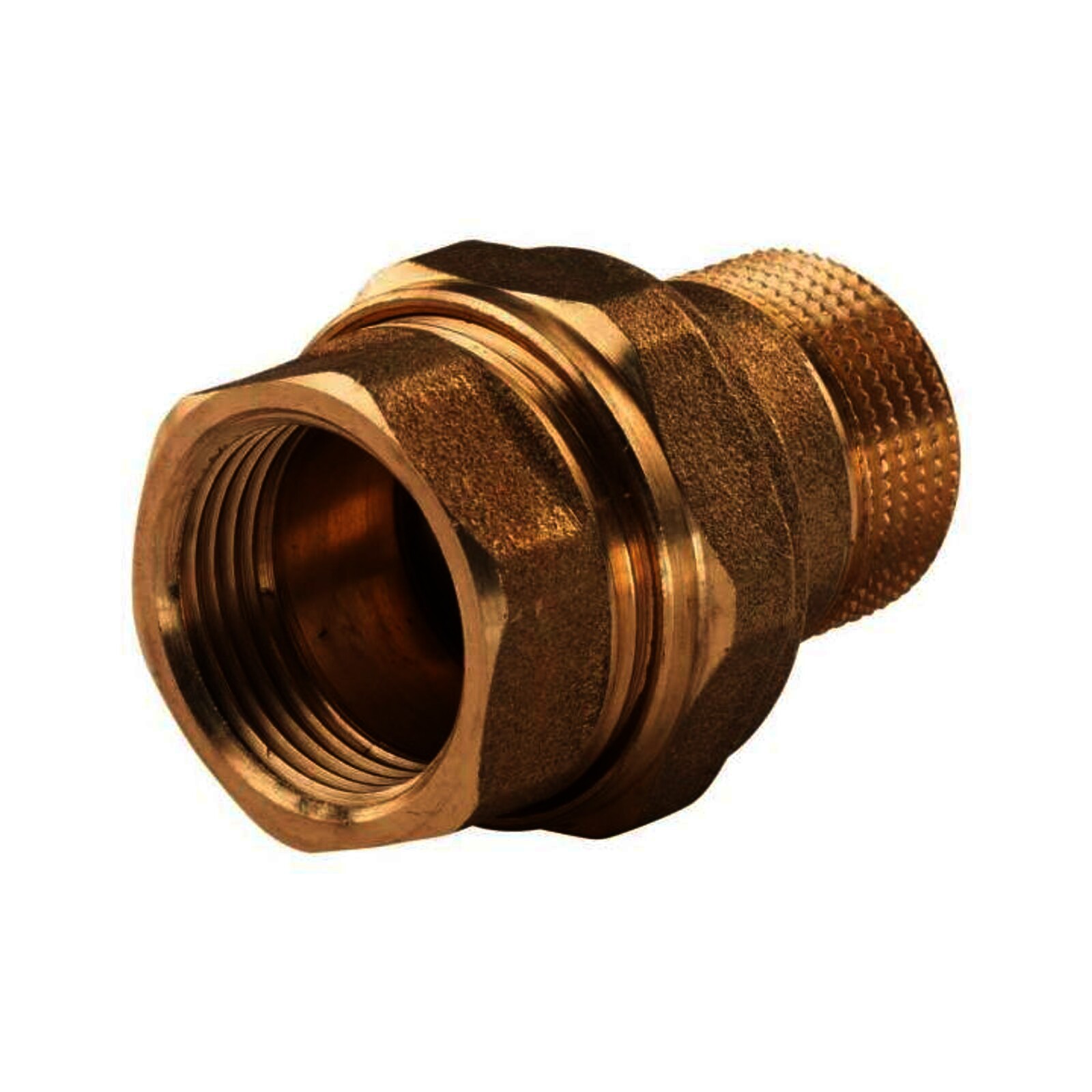 Messing Gewinde-Fitting Verschraubung gerade flachdichtend 3/4" IG - 3/4"AG (DN 20) - schwere Ausführung