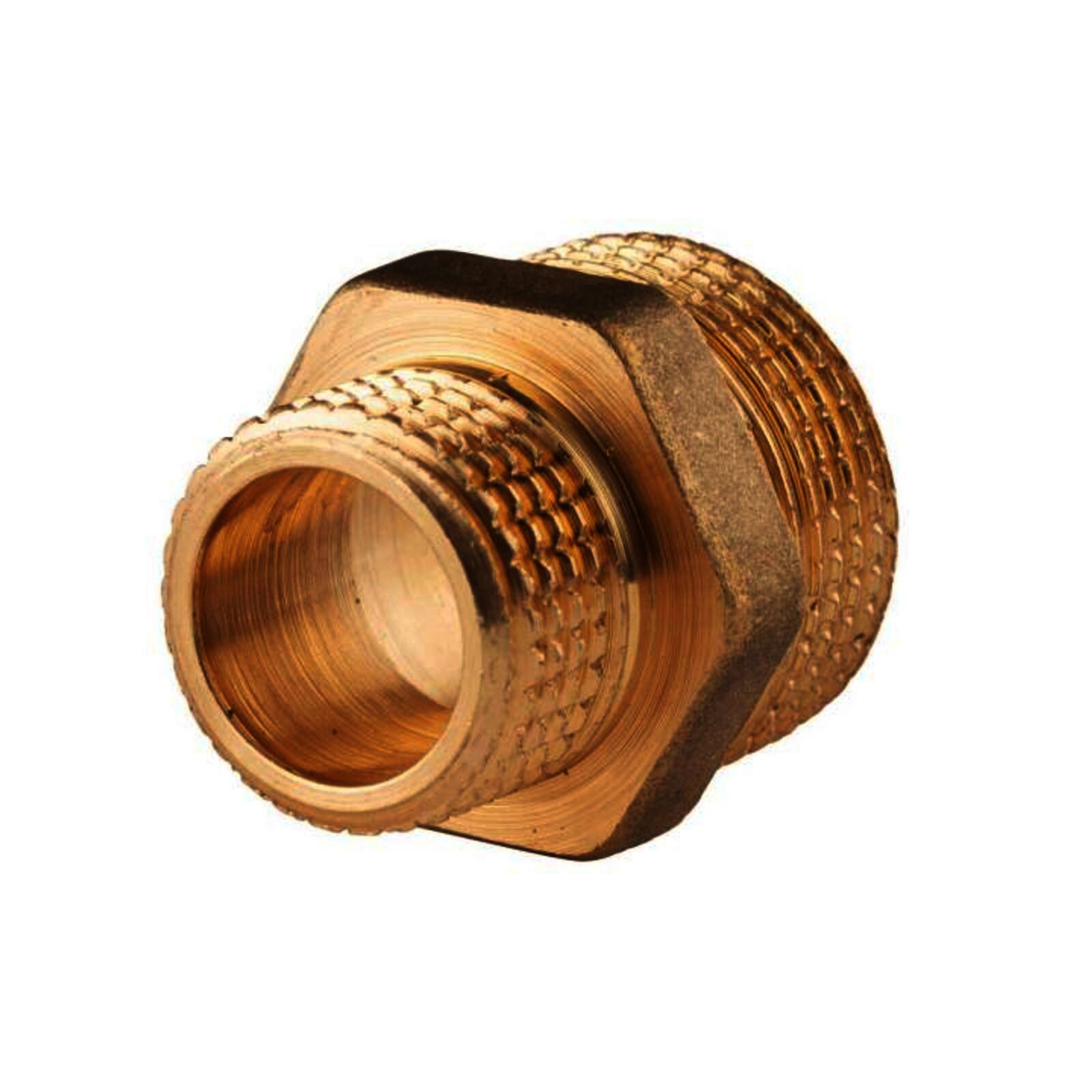 Messing Gewinde-Fitting Reduziernippel 3/4"AG (DN 20) - 1/2"AG (DN 15) - schwere Ausführung