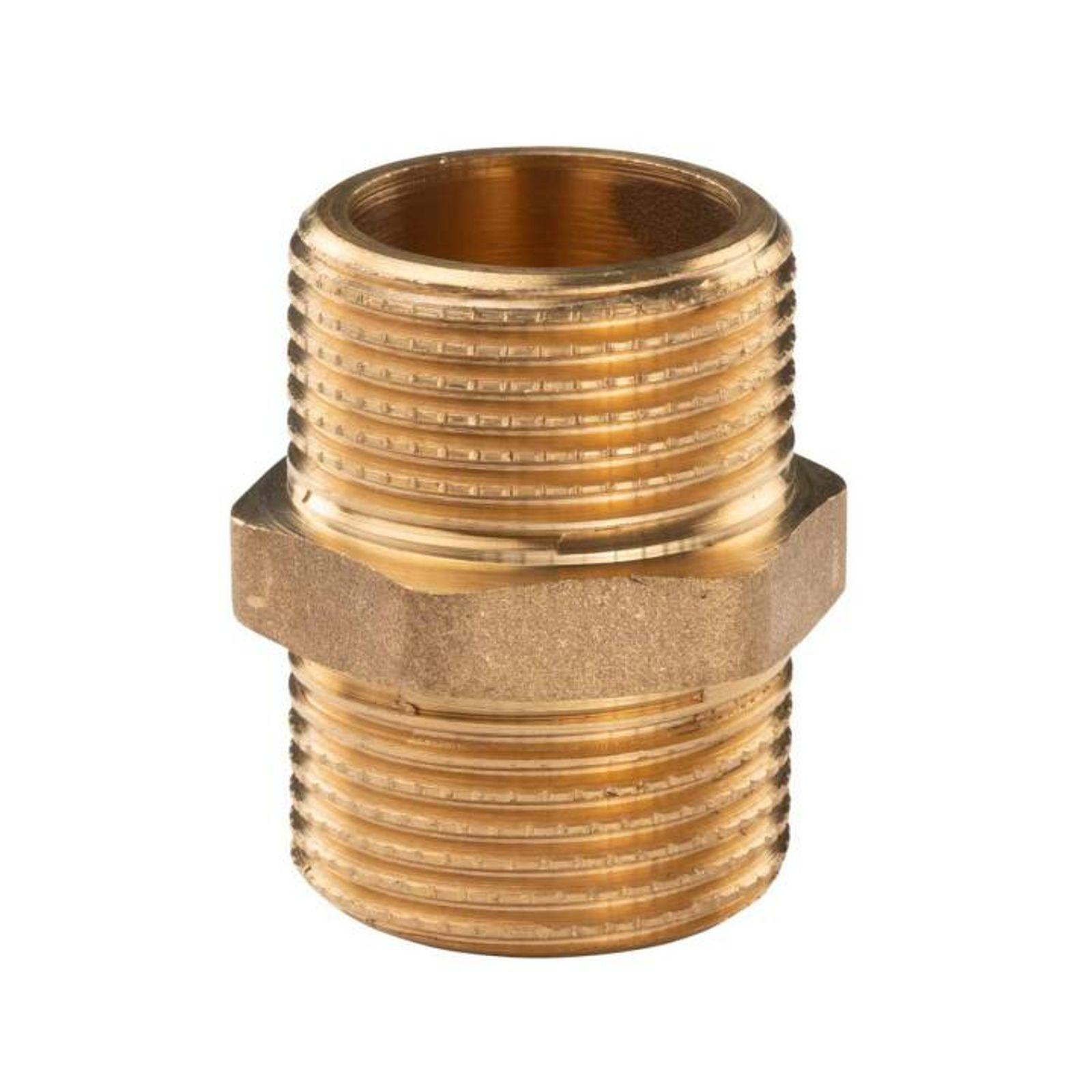 Messing Gewinde-Fitting Doppelnippel mit Langgewinde 1"AG - 1"AG (DN 25), schwere Ausführung