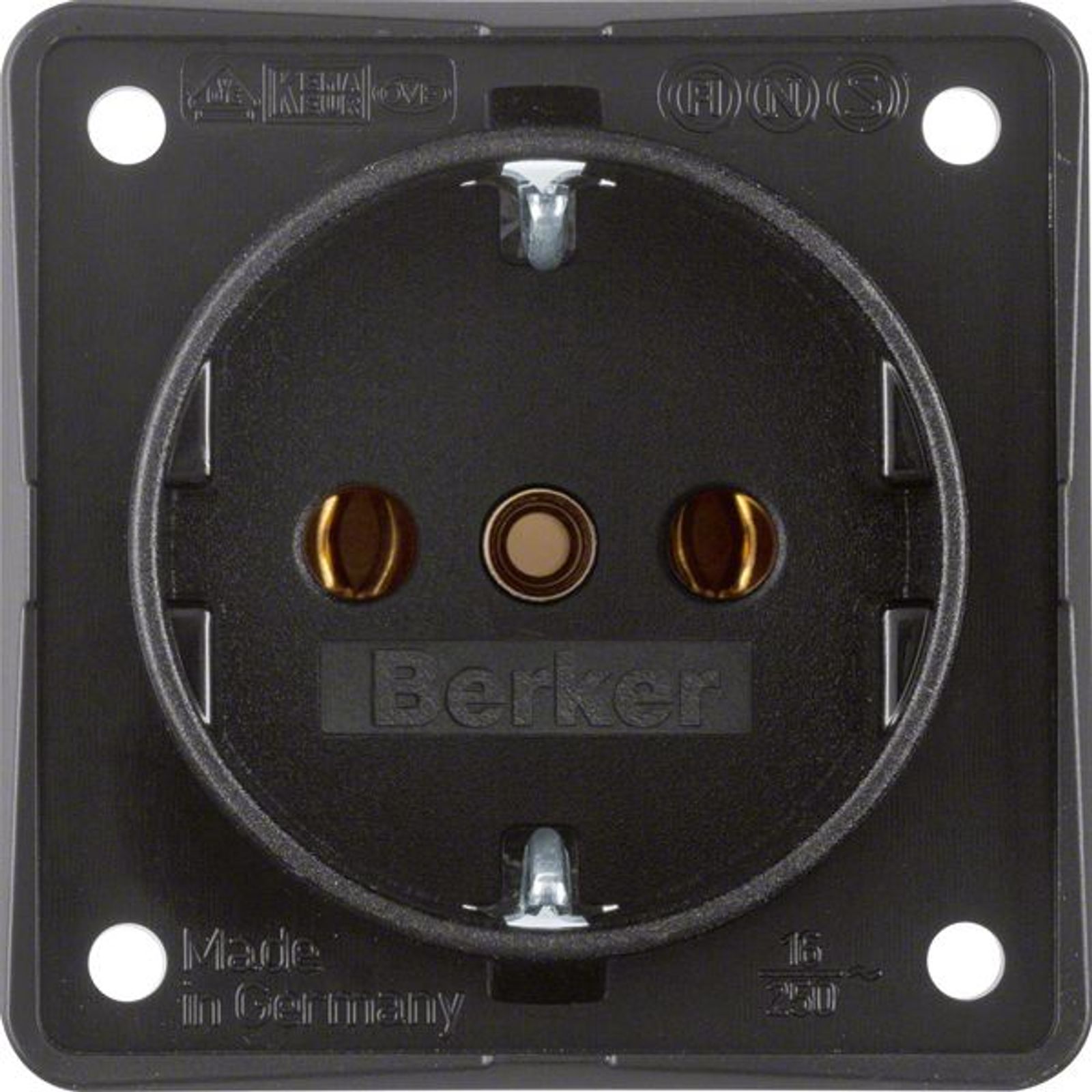 Berker 9418505 Steckdose SCHUKO, mit Schraubklemmen, Integro Modul-Einsätze, schwarz m.