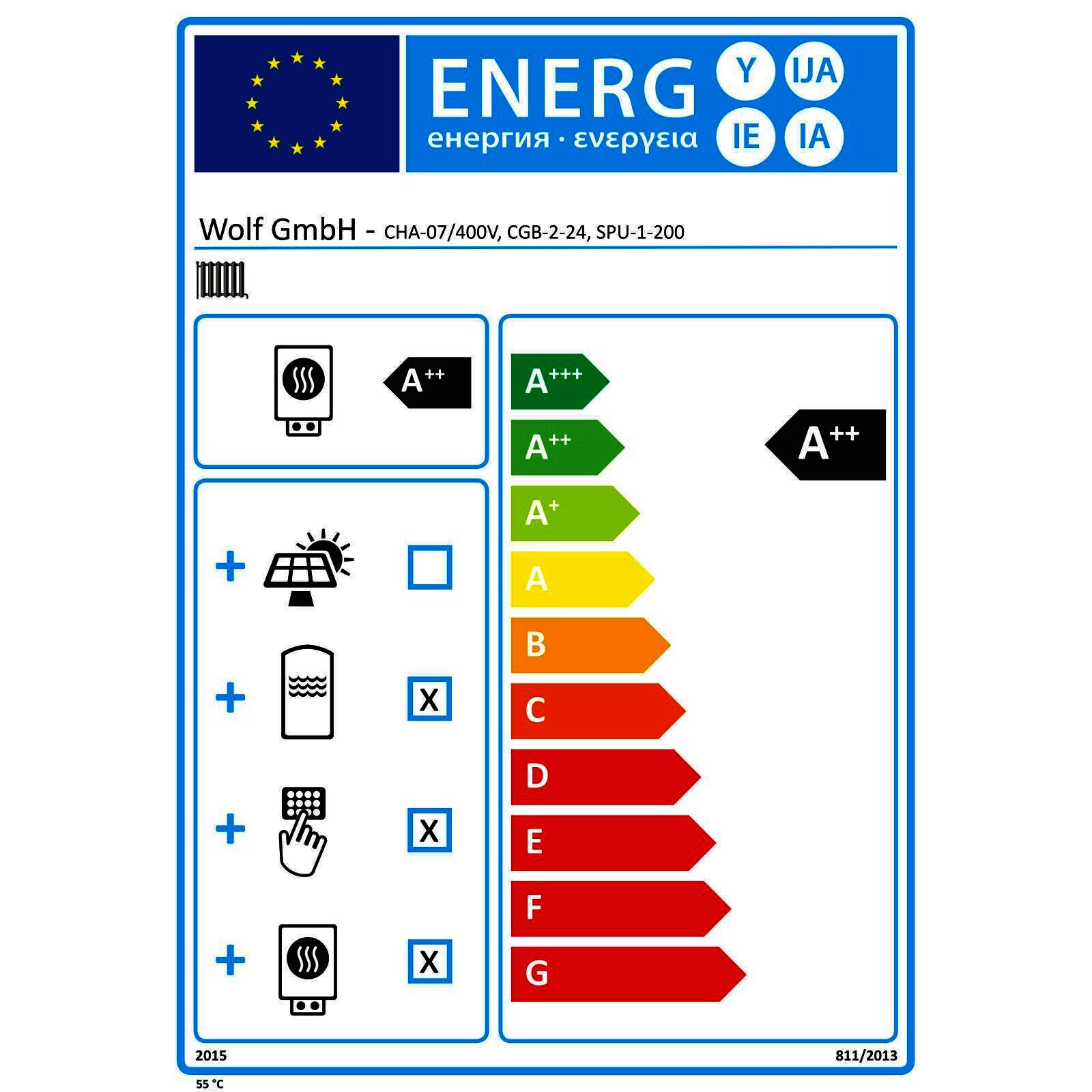 Wolf Gas-Hybridheizung 20 kW mit Gasbrennwert-Heiztherme CGB-2-20, Luft-/Wasser-Wärmepumpe CHA-07/400V, 200 L Pufferspeicher SPU-1, 300 L Warmwasserspeicher SEW-1, Bedienmodul BM-2