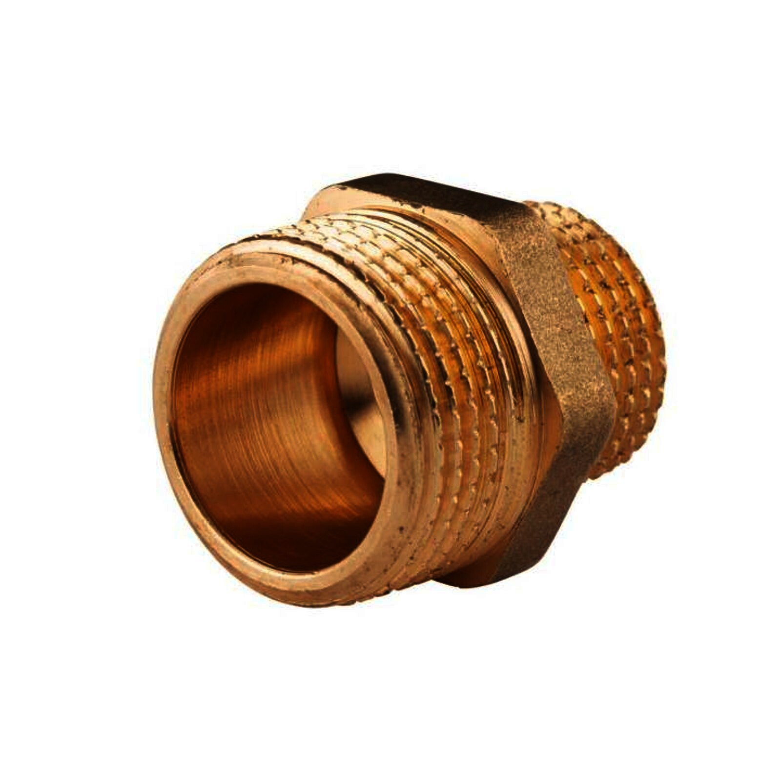 Messing Gewinde-Fitting Reduziernippel 3/4"AG (DN 20) - 1/2"AG (DN 15) - schwere Ausführung
