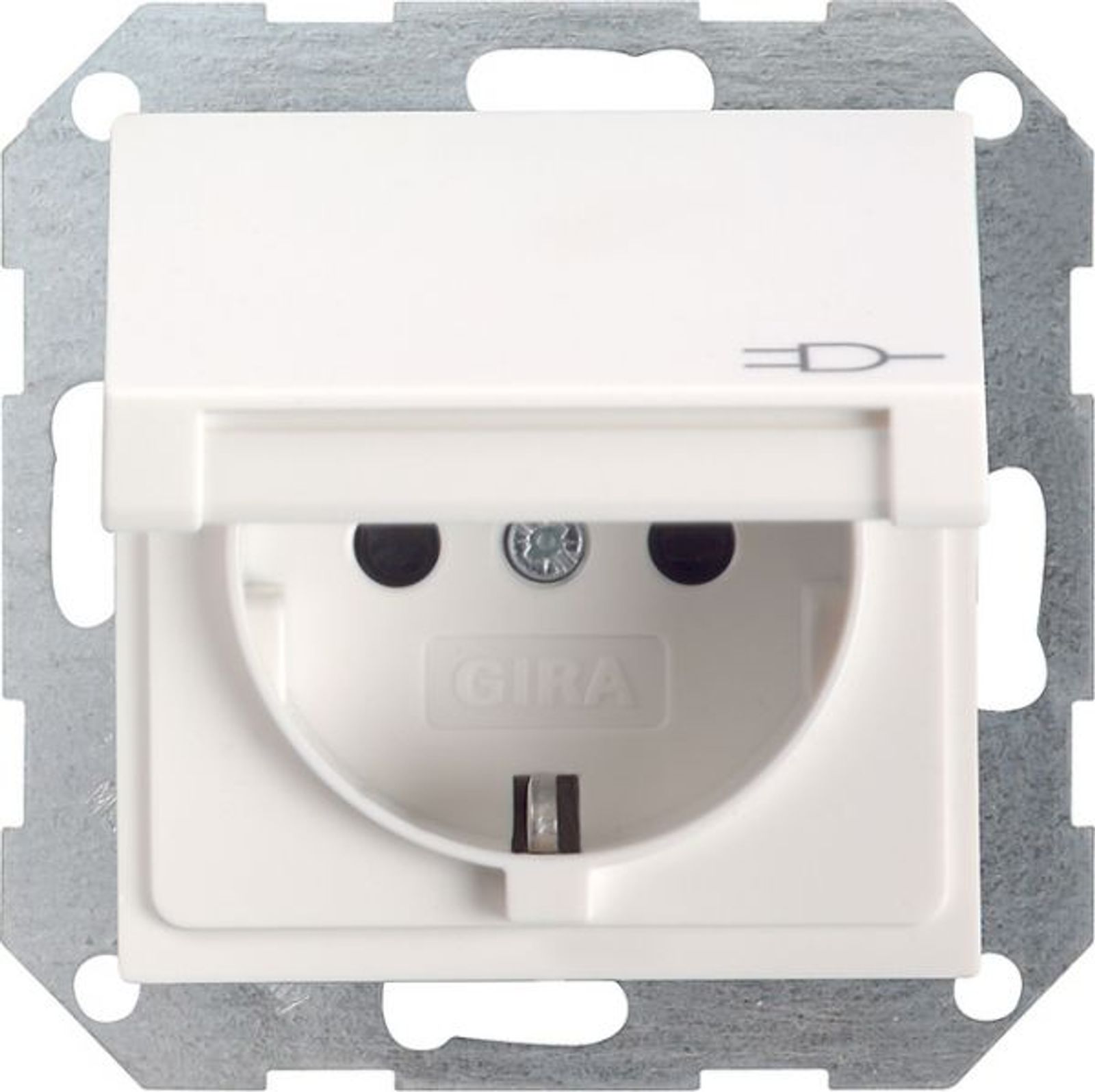 Gira Steckdose 1-fach reinweiß glänzend UP Klappd IP20 System 55 045403