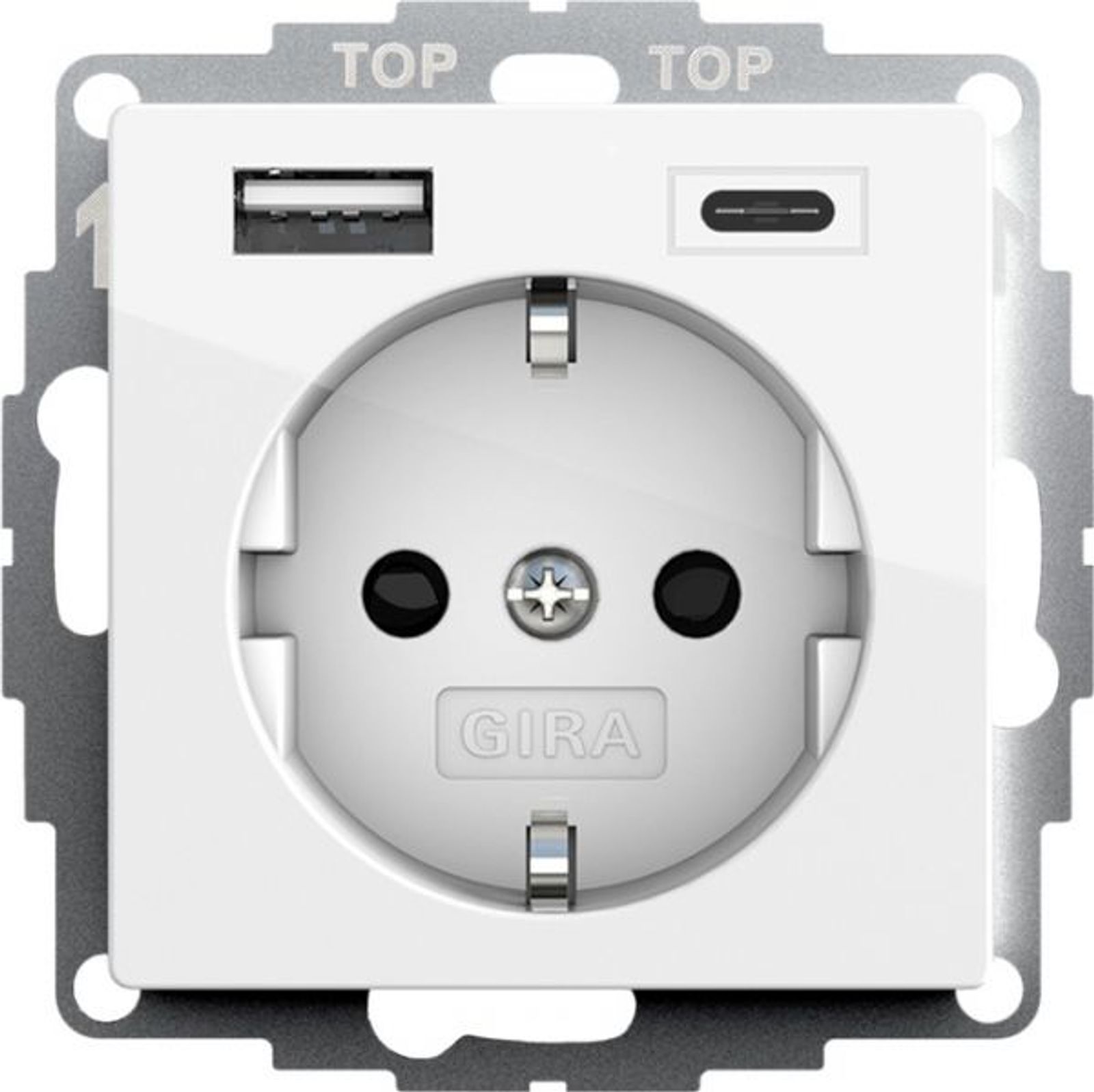 Gira Steckdose 1-fach reinweiß glänzend 1USB-A 1USB-C System 55 245903 UP mit BS Schutzkontakt