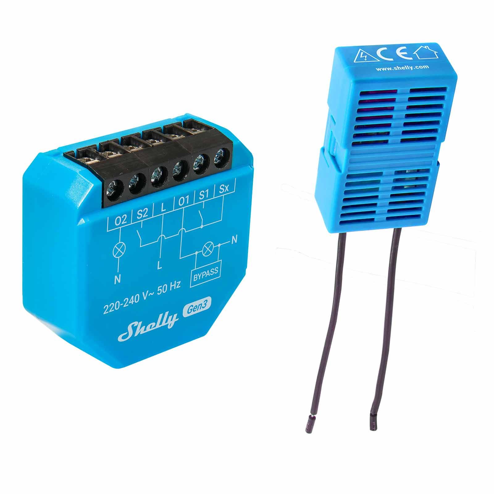 Shelly 2L Gen3 2-Kanal-Relais WLAN-gesteuerter Smart-Schalter ohne Neutralleiter inkl. Bypass, WLAN, BT, unterputz