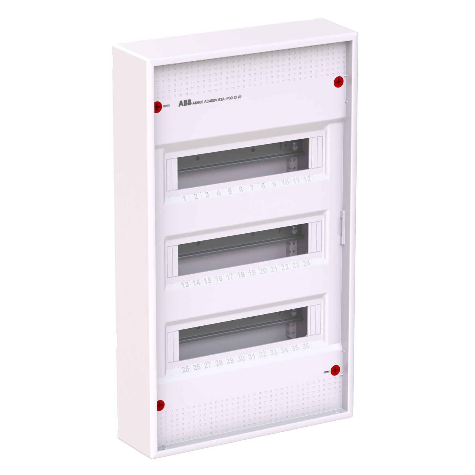 Striebel & John Stromkreisverteiler AK636N3 Aufputz 3x12 Platzeinheiten ohne Tür