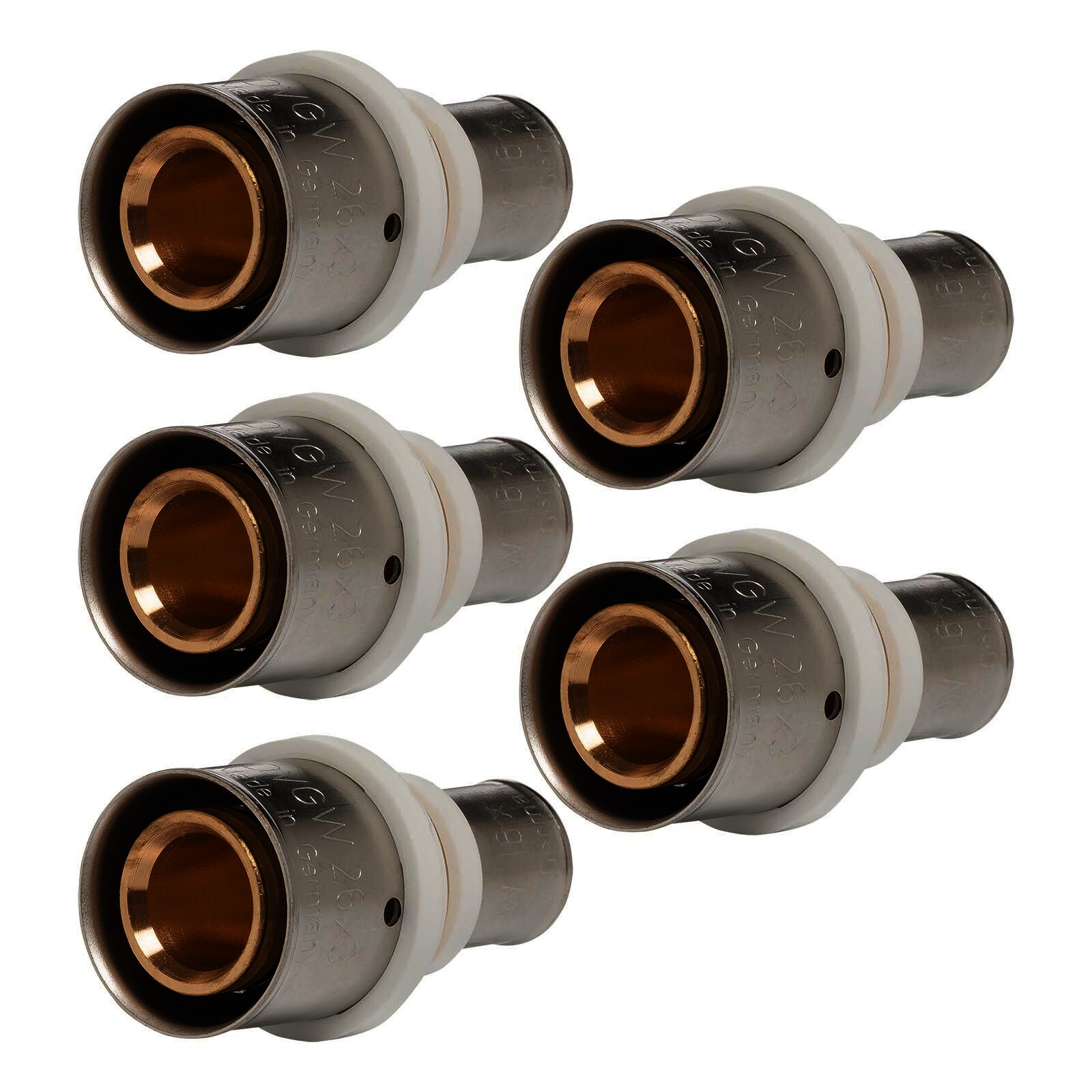 Selfio-Press Aluverbund Pressfitting  Reduzierung 26 x 3 - 16 x 2 TH + U Kontur DVGW - 5 Stück