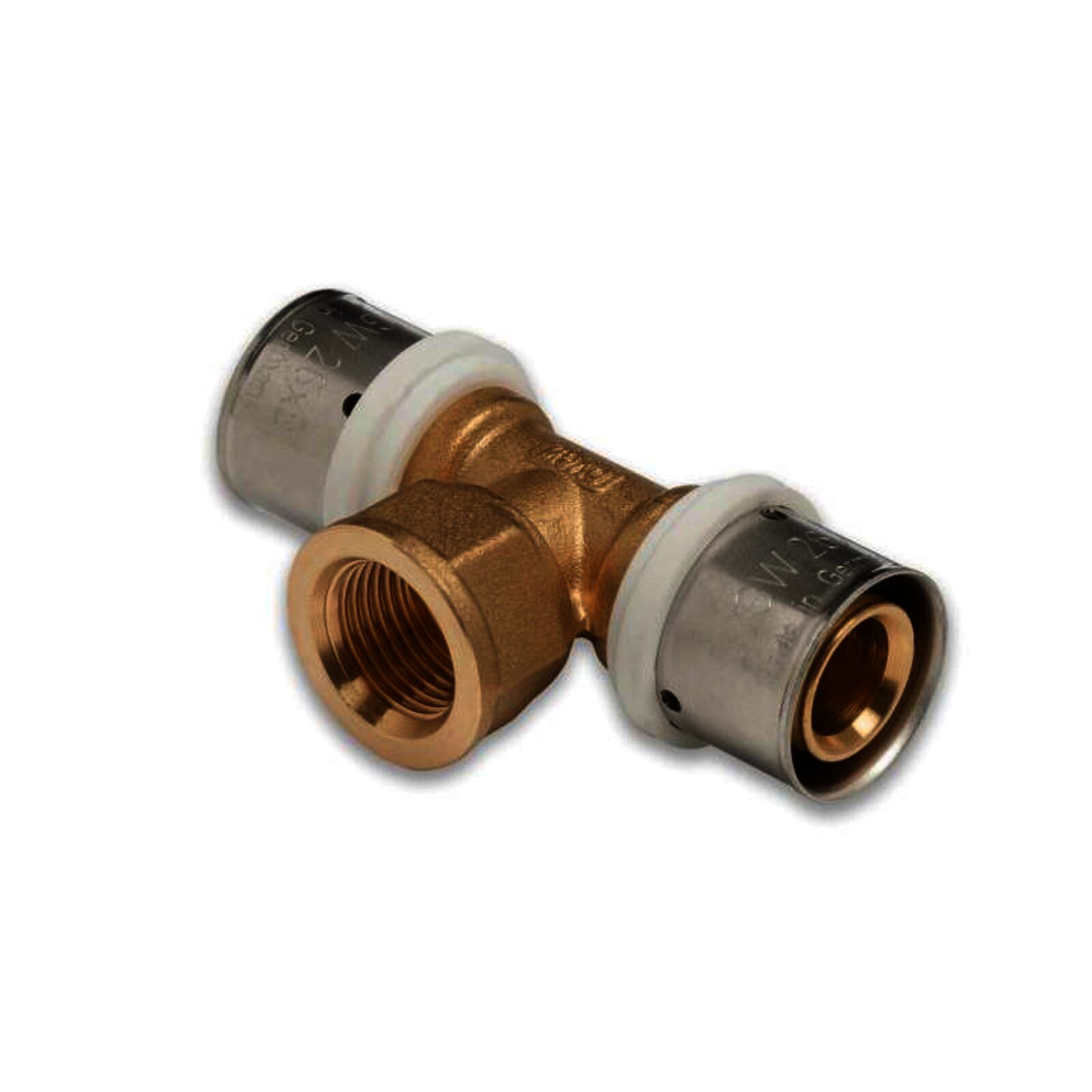 Selfio-Press Aluverbund Pressfitting  T-Stück Innengewinde 26 x 3 - 1/2" - 26 x 3 TH + U Kontur DVGW