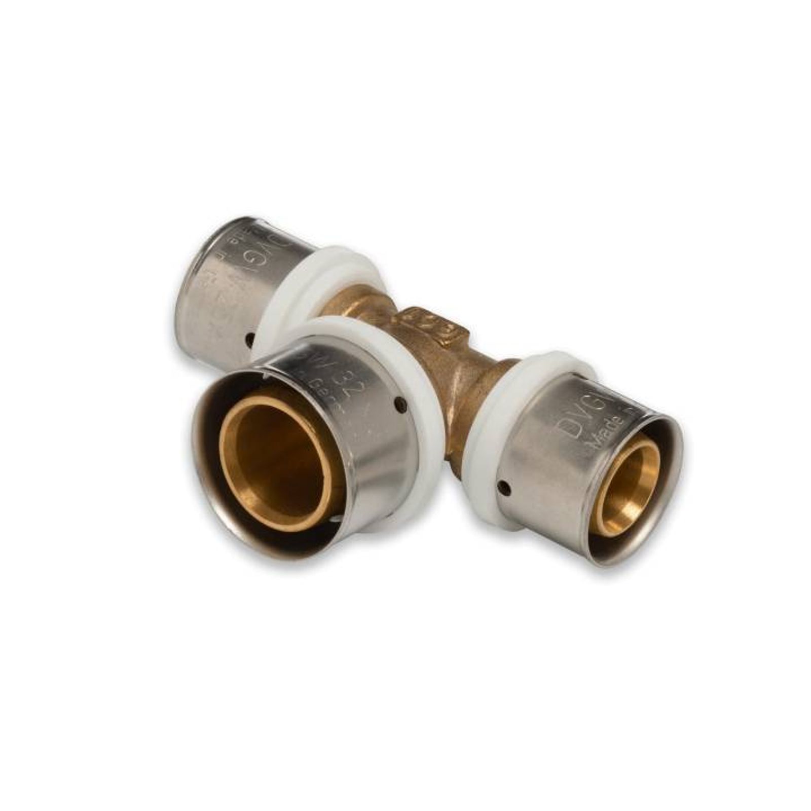 Selfio-Press Aluverbund Pressfitting  T-Stück Mittelabgang erweitert 26 x 3 - 32 x 3 - 26 x 3 TH + U Kontur DVGW