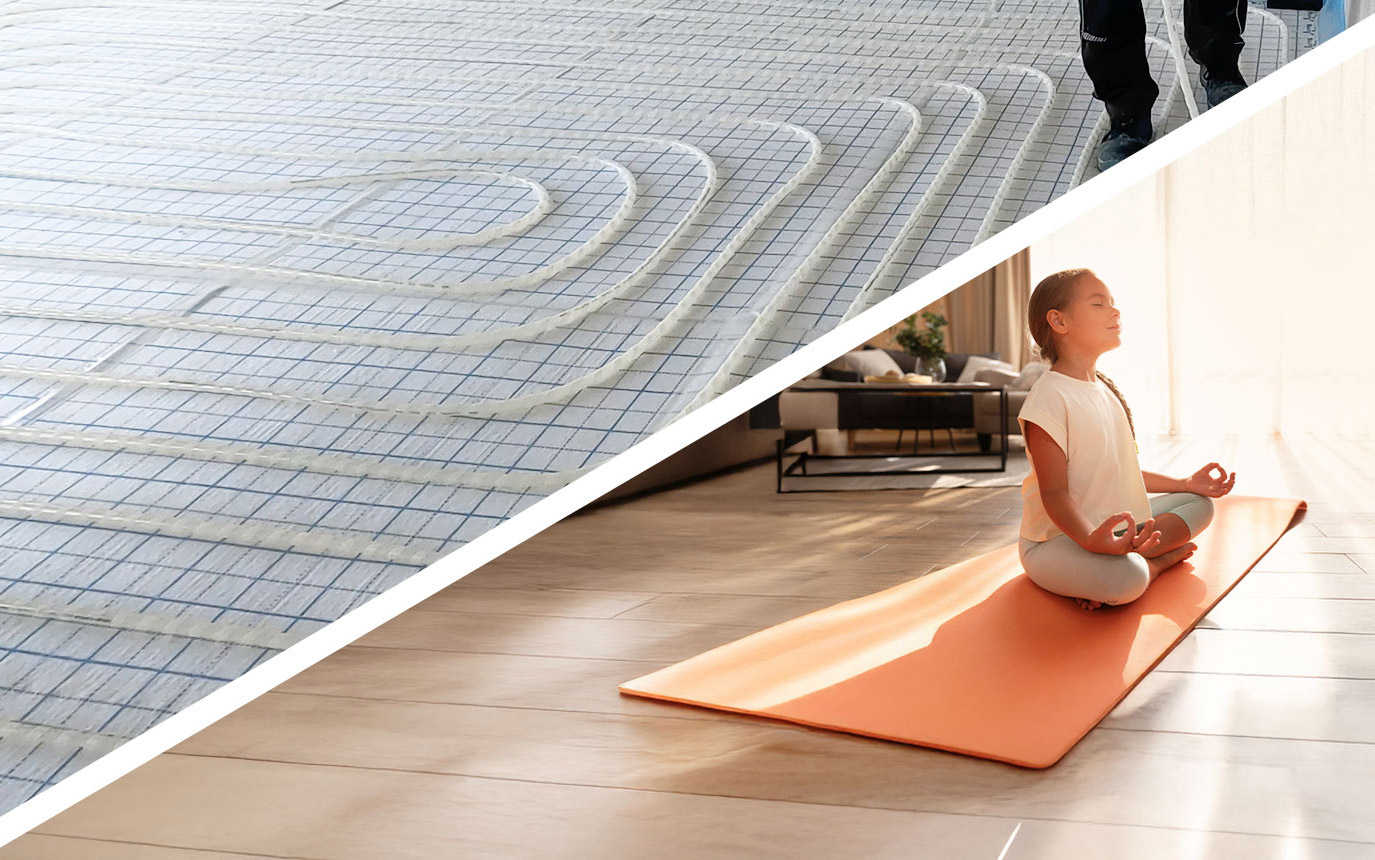 Klettsystem und Frau, die auf Boden meditiert