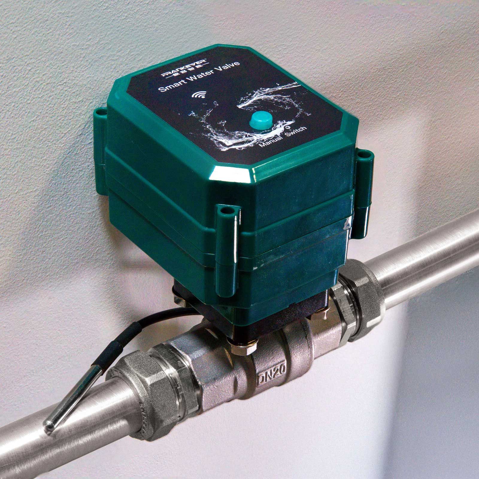 Shelly Smart Wasserschutz-Set - FrankEver Wasserventil DN25 + Flood Gen4 Wassersensor