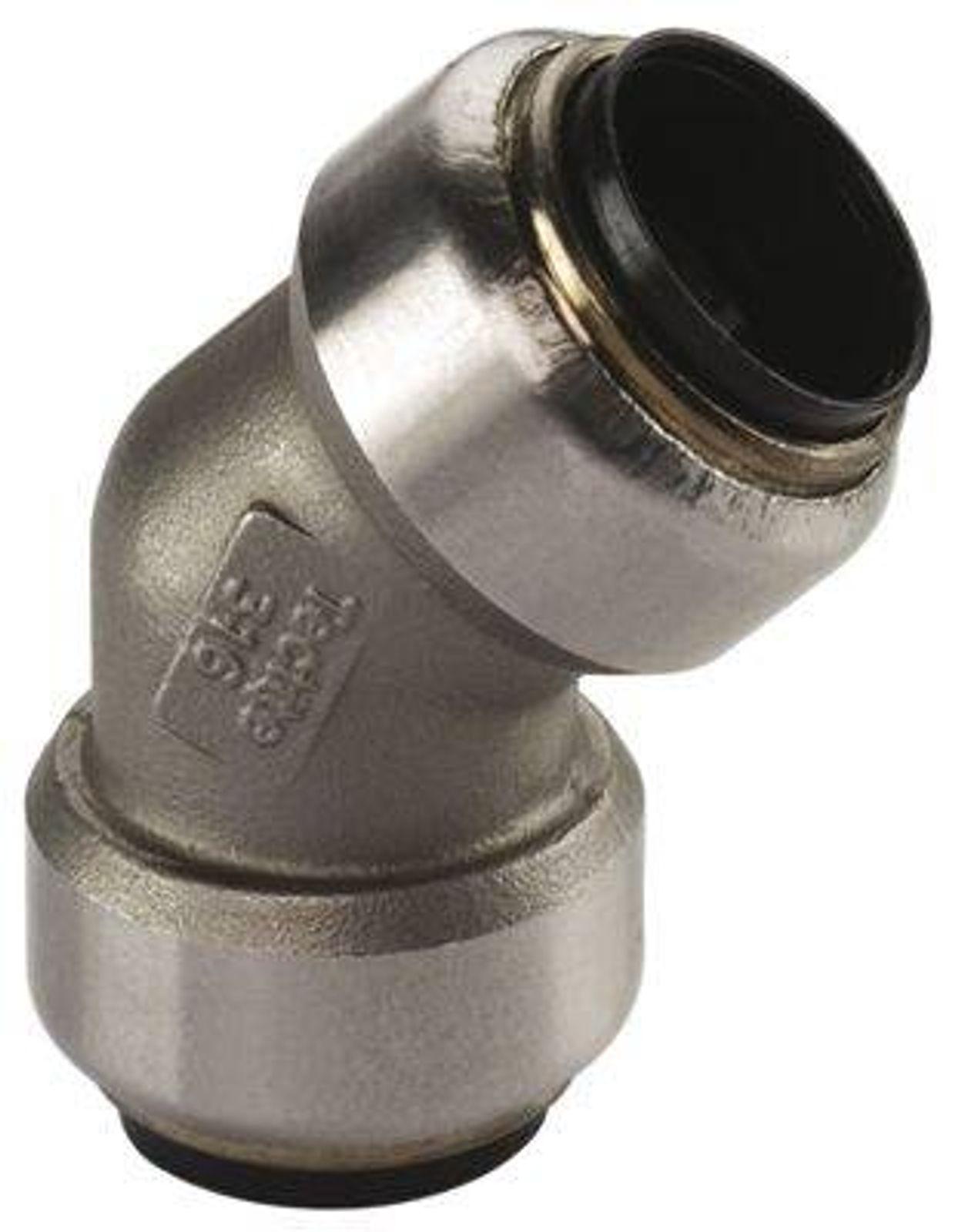 Edelstahl Steckfitting Tectite Bogen 45° 28 mm innen-innen lösbar DVGW
