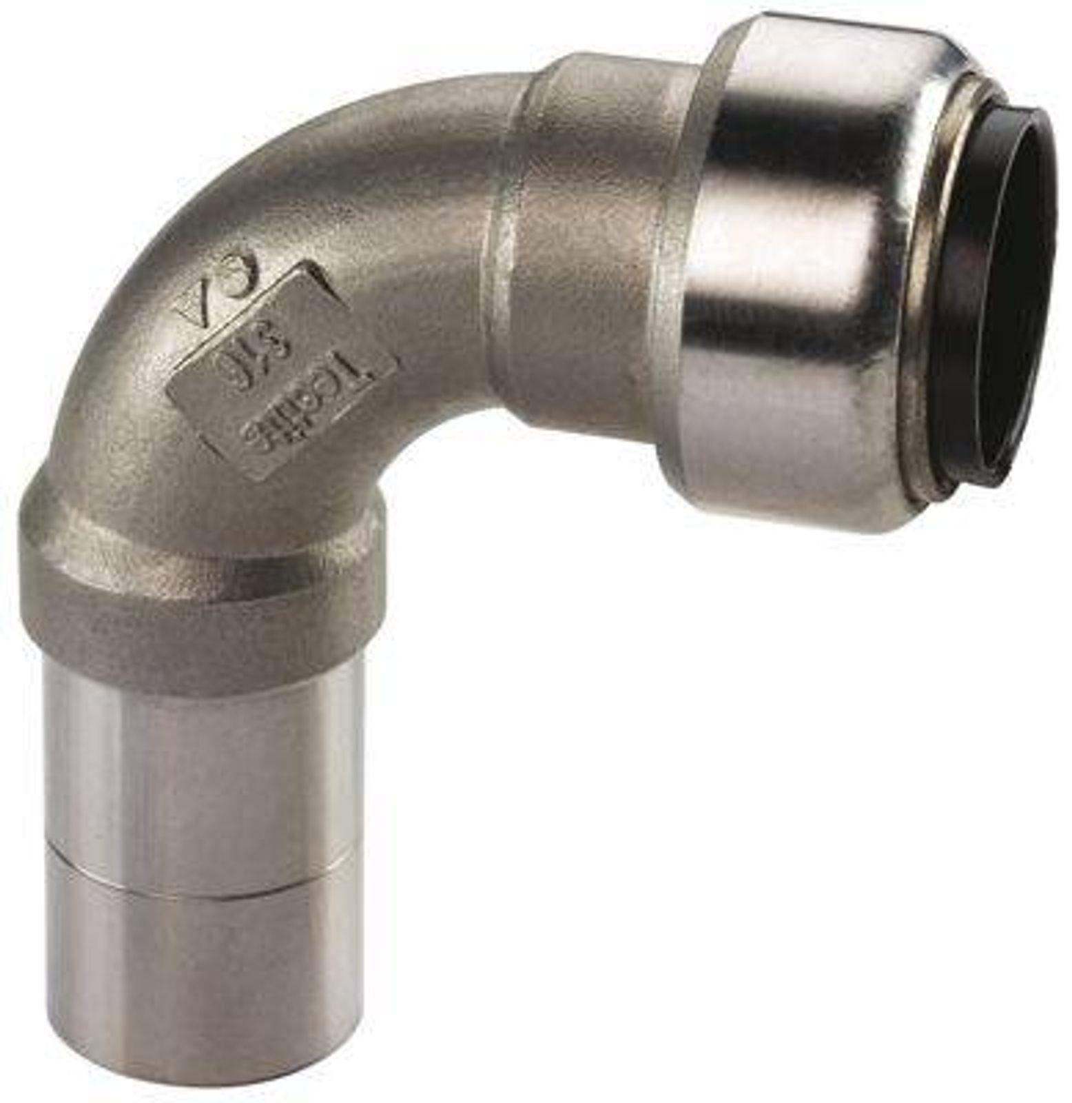 Edelstahl Steckfitting Tectite Bogen 90° 22 mm innen-außen lösbar DVGW Set 5 Stück