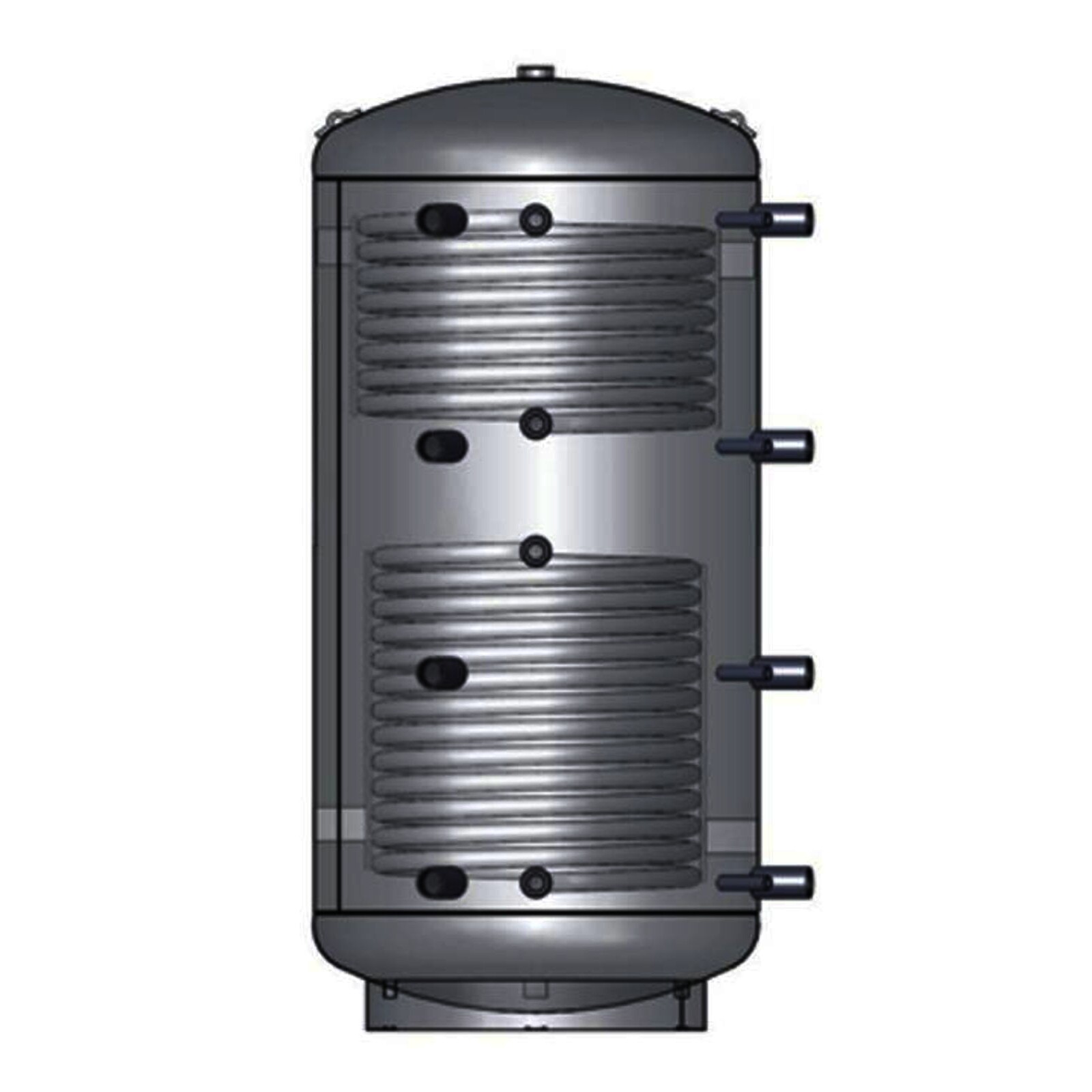 Pufferspeicher PSRR 1000 Liter mit zwei Rohrregistern und 100 mm Isolierung