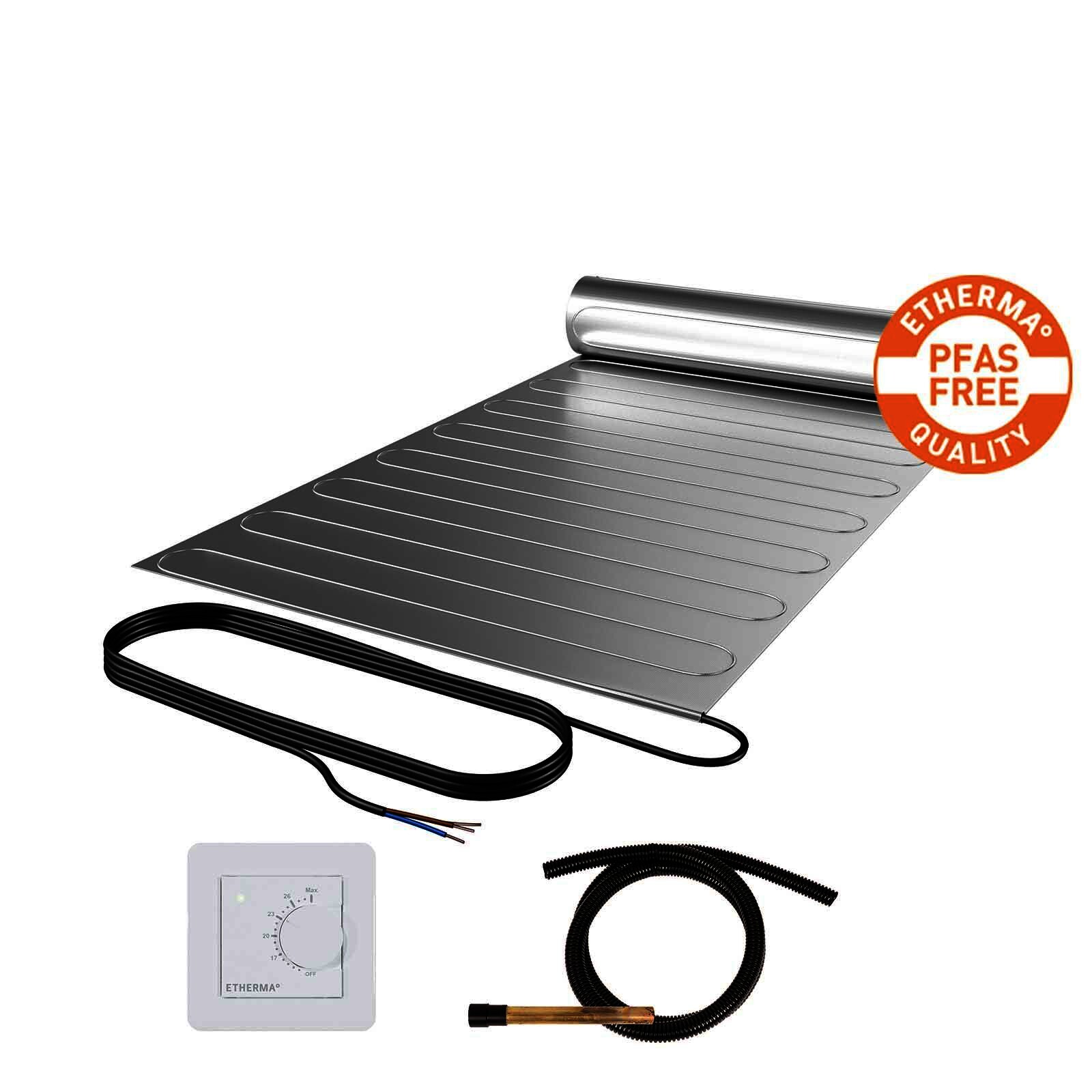 ETHERMA elektrische Fußbodenheizung 4 m² (0,5 x 8 m) Laminotherm-Set inkl. Schaltereinbauthermostat eBASIC, 480W