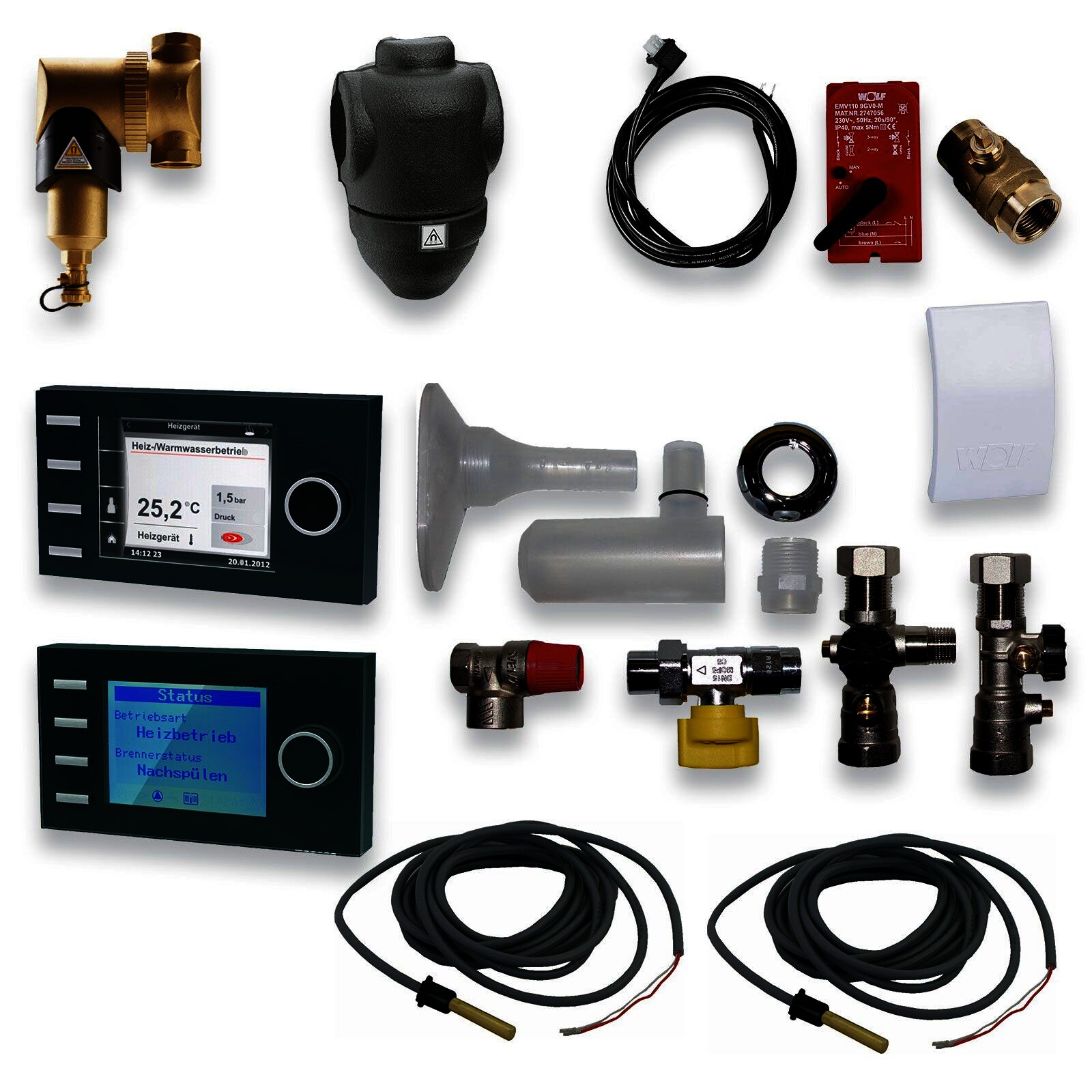 Wolf Gas-Hybridheizung 20 kW mit Gasbrennwert-Heiztherme CGB-2-20, Luft-/Wasser-Wärmepumpe CHA-07/400V, 200 L Pufferspeicher SPU-1, 300 L Warmwasserspeicher SEW-1, Bedienmodul BM-2
