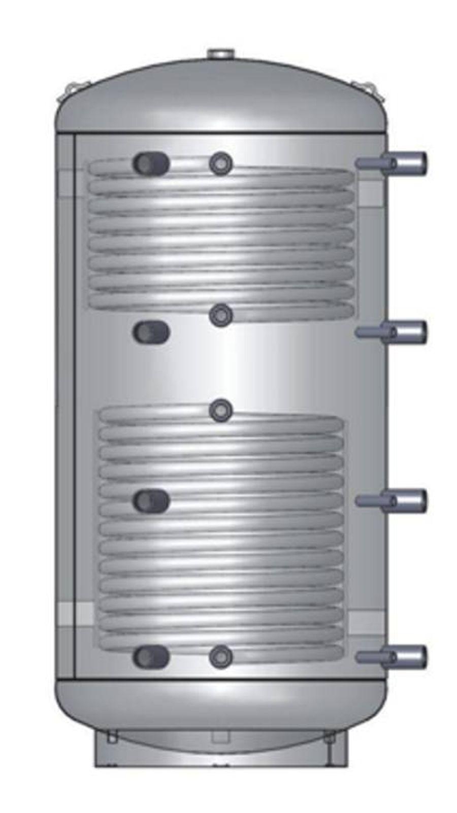 Pufferspeicher PSRR 800 Liter mit zwei Rohrregistern und 100 mm Isolierung