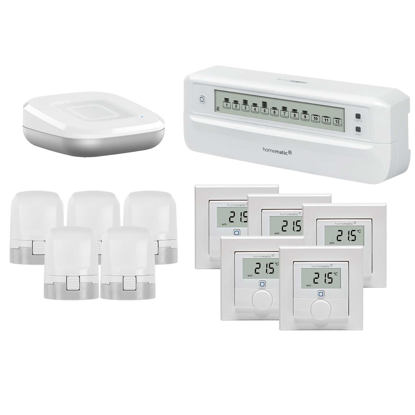 Homematic IP Smart Home Starter Set Fußbodenheizung motorisch 5 Zimmer