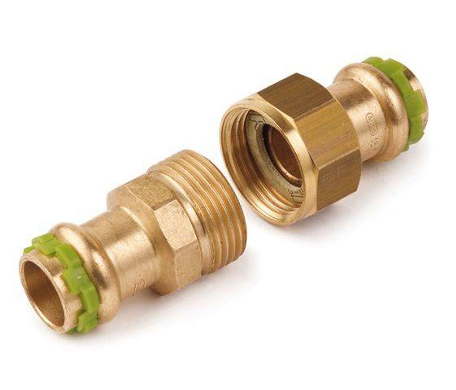 Kupfer Pressfitting Sudo-Press Durchgangsverschraubung flachdichtend 12 mm Kontur V DVGW