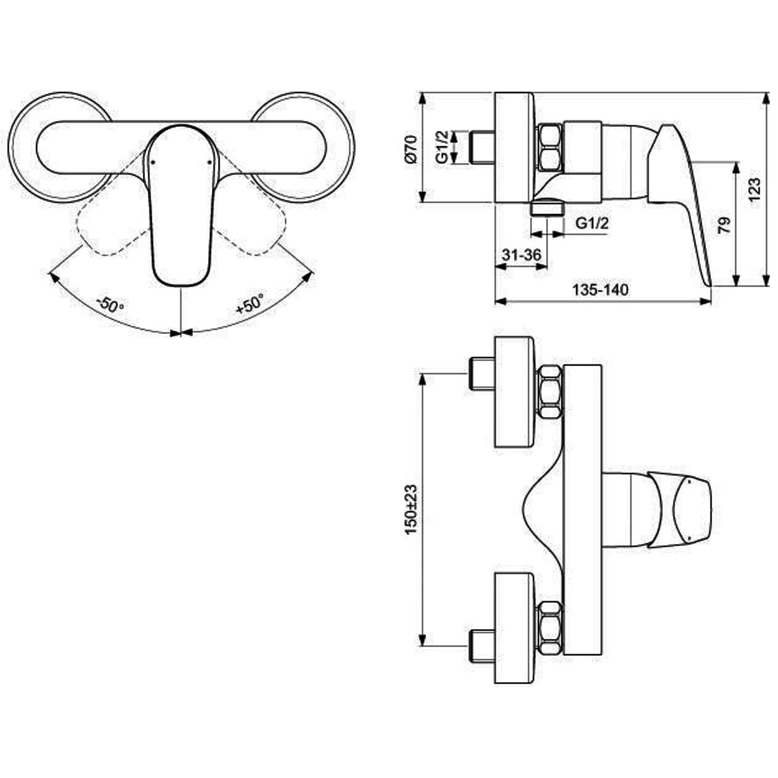 Ideal Standard Brausearmatur AP Ceraflex Ausld. 140mm, Chrom