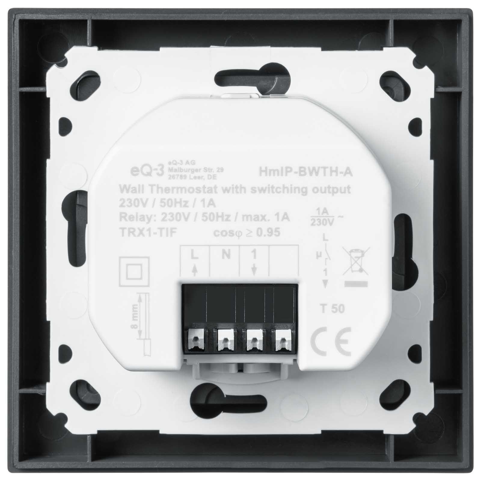 Homematic IP Smart Home Wandthermostat HmIP-BWTH-A mit Schaltausgang für Markenschalter, 230 V anthrazit