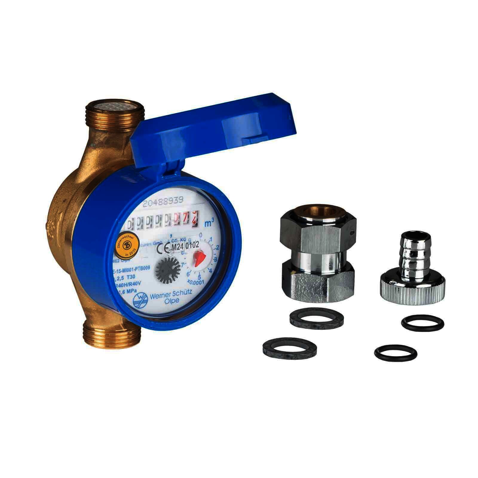 Garten-Wasserzähler Kaltwasser 2,5 m³ 110 mm 3/4 Zoll Anschluss mit Schutzhaube