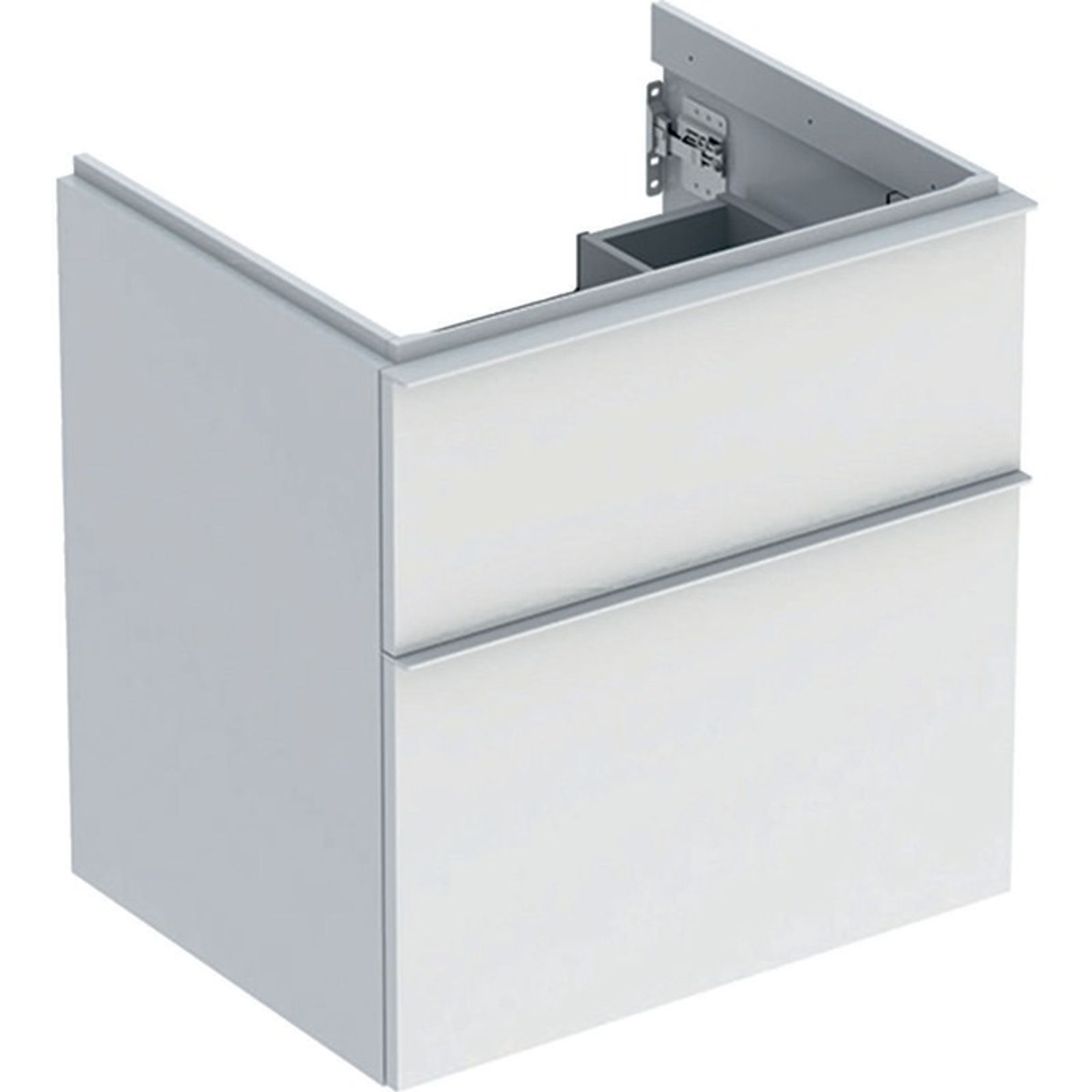 Geberit iCon Unterschrank für WT, 2 Schu 59,2x61,5x47,6cm, weiß hgl./Gr.weiß matt