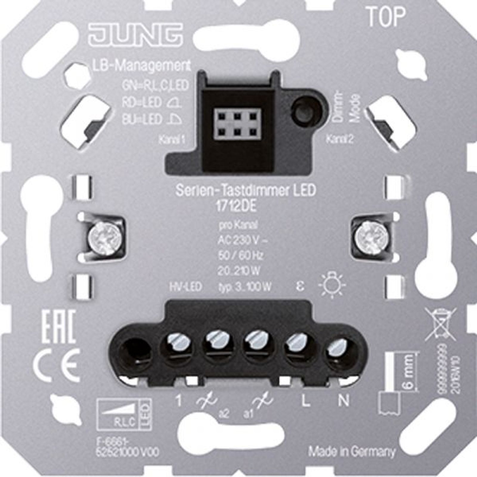 Jung Tastdimmer Drucktaster uni 20-210W 1712 DE UP Lichtwertspeicher