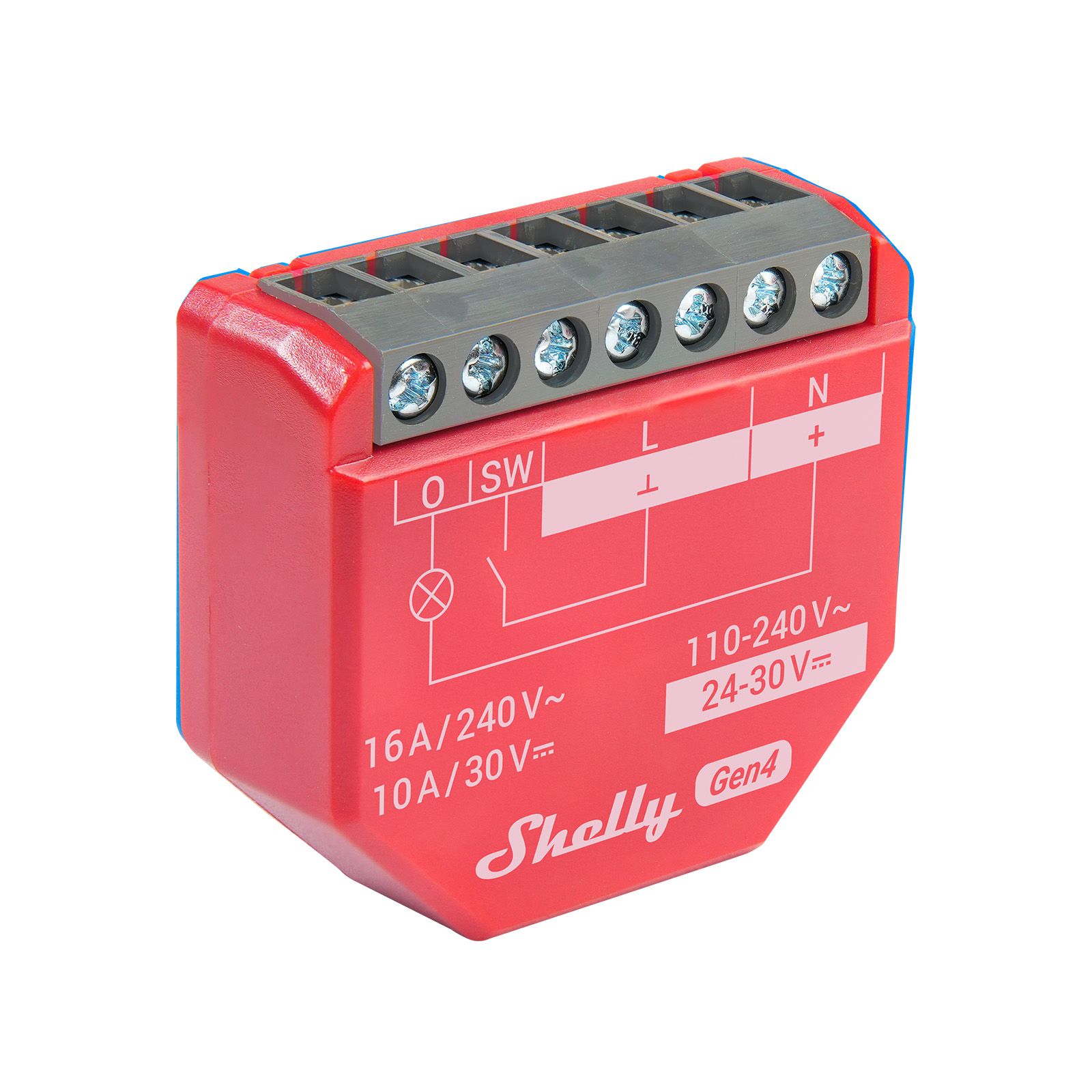 Shelly 1PM Gen4 1-Kanal-Relais WLAN-gesteuerter Smart-Schalter mit potentialfreien Kontakten max. 16A, WLAN, Matter, Zigbee, BT, unterputz