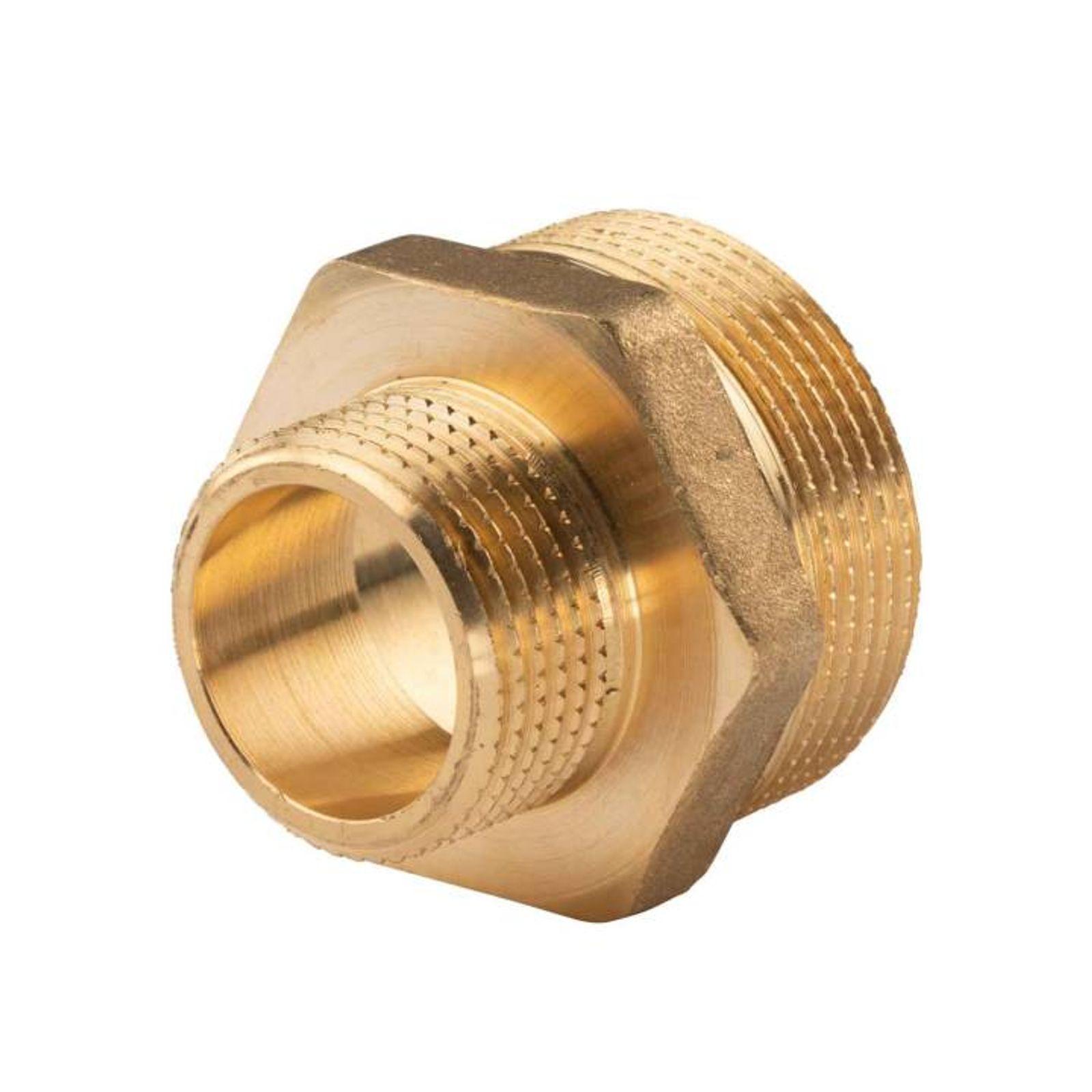 Messing Gewinde-Fitting Reduziernippel 1"AG (DN 25) - 1 1/2"AG (DN 40) - schwere Ausführung