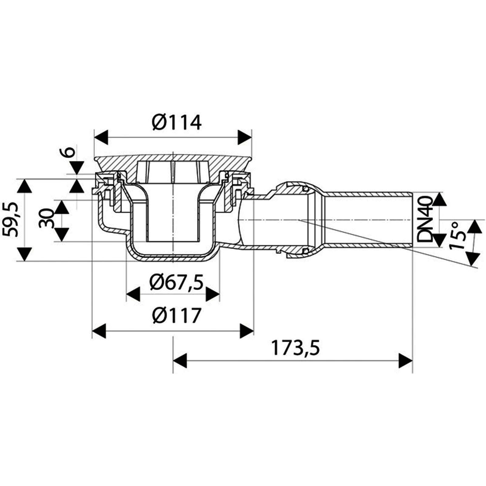 Anschluss für Brausewannen, flach, DN40