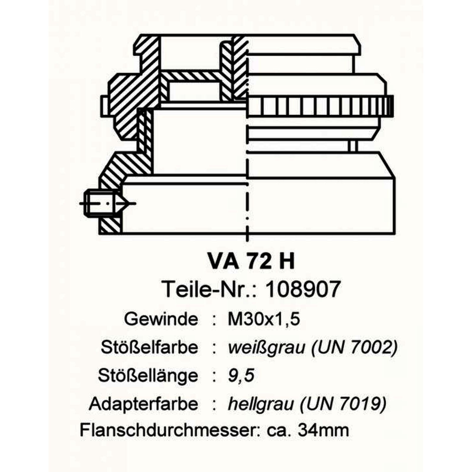 Ventilanpassung VA 72H für Stellantrieb Fußbodenheizung