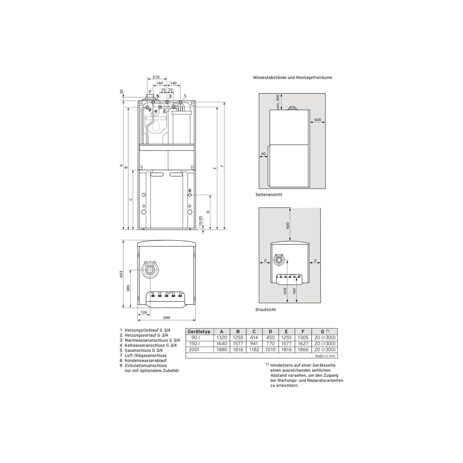 Vaillant Gas-Kompaktgerät ecoCOMPACT VSC 206/4-5 90 4-21 kW, E-Gas