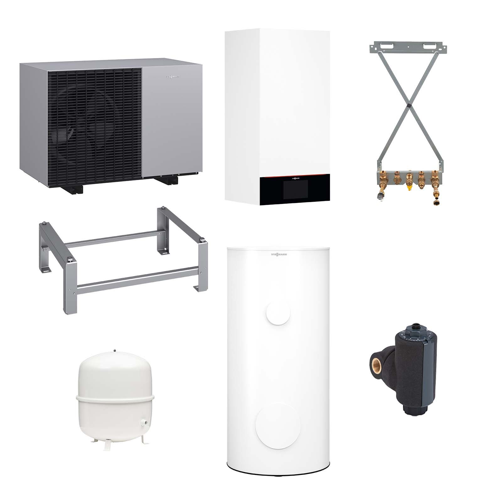 Viessmann Paket Vitocal 150-A Luft/Wasser-Wärmepumpe 6,5 kW AWO-M-E-AC 151.A08 230V Monoblock mit Speicher Vitocell 100-V CVWC 250l