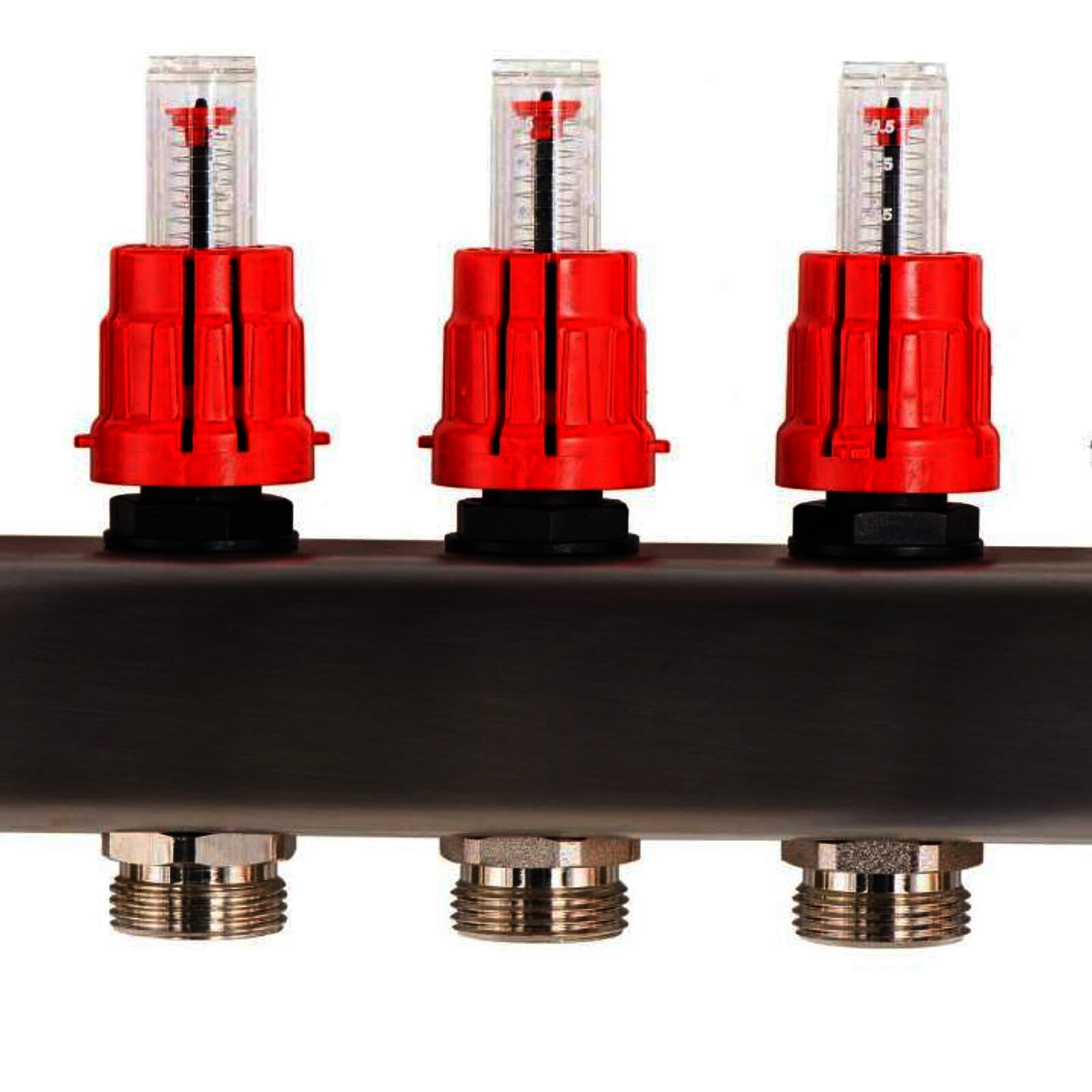 Heizkreisverteiler BASIC für Fußbodenheizung 5 Heizkreise mit Kugelhahn-Set