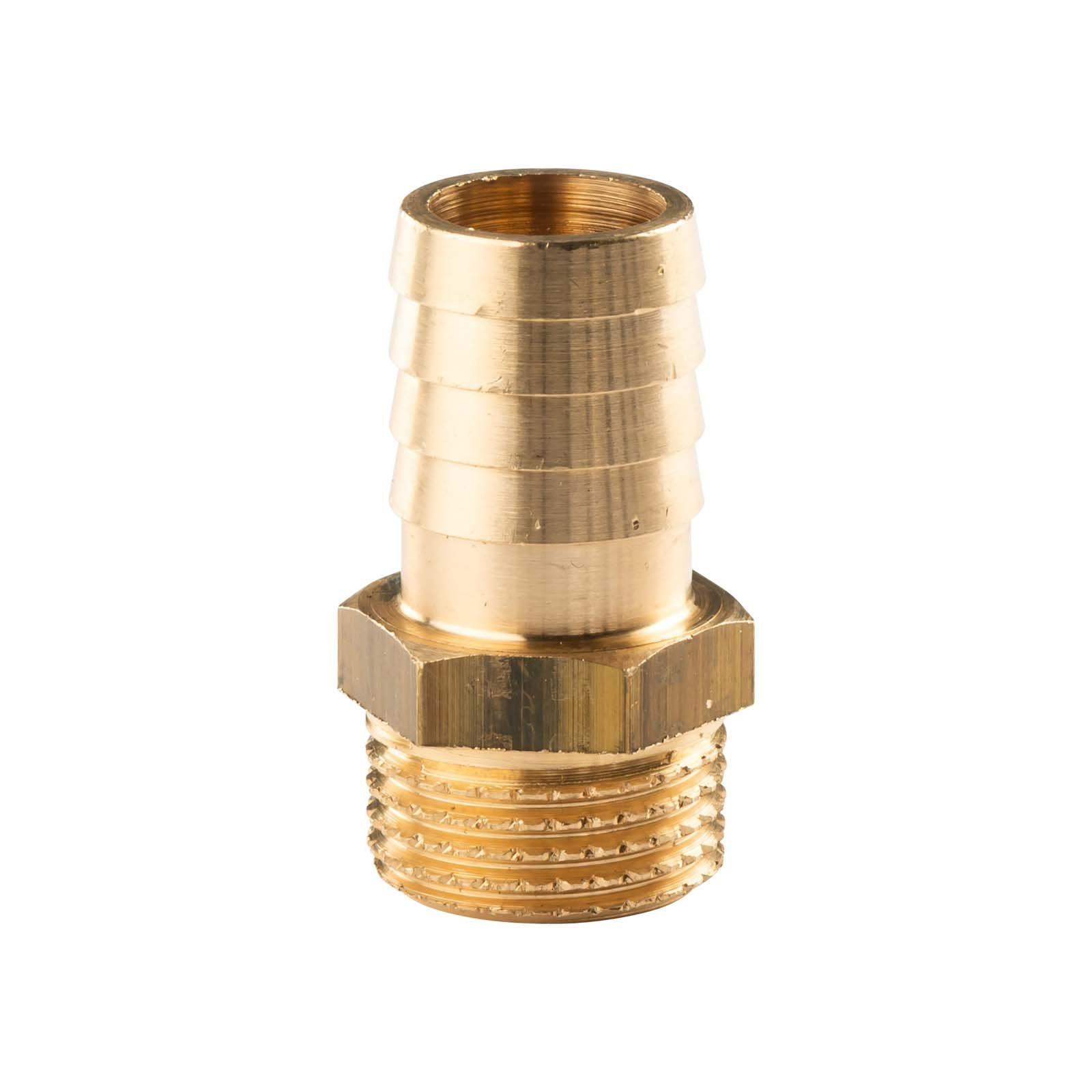 Messing Gewinde-Fitting Schlauchanschluss 1/2" AG (DN 15) Länge 16 mm - schwere Ausführung