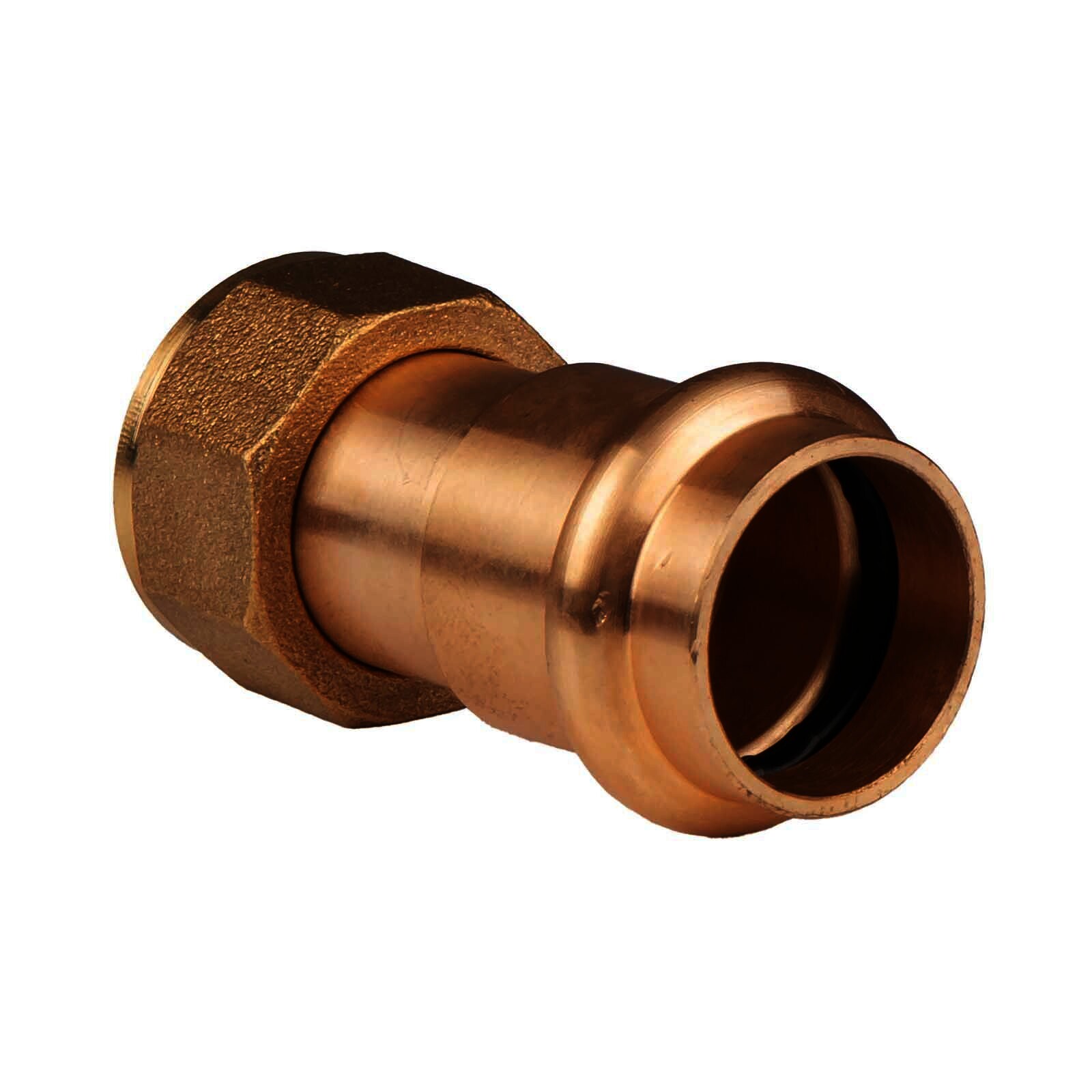 Kupfer Pressfitting Übergang aus Rotguss 15 mm - 1/2" AG V+M-Kontur DVGW
