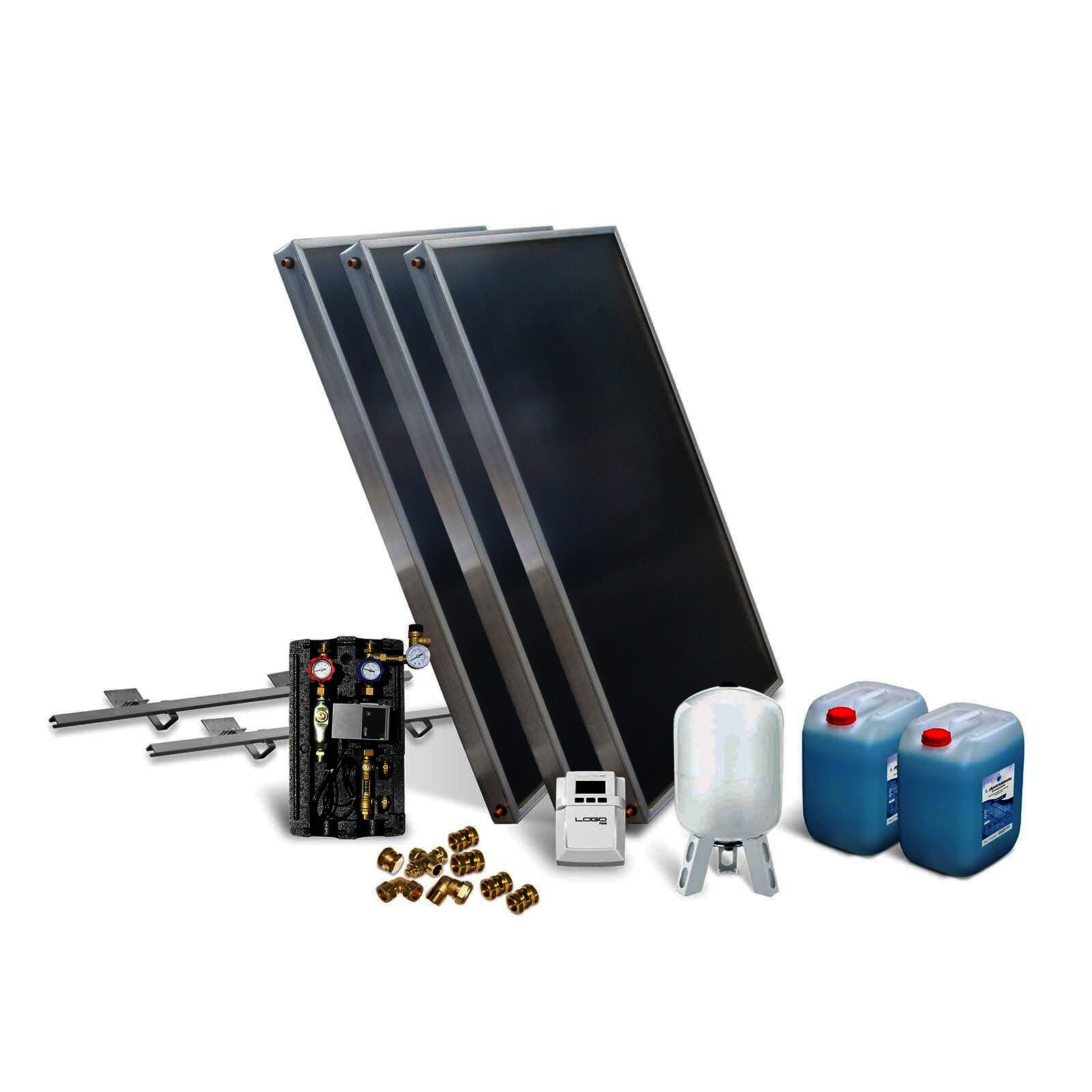 Solar-Paket Brauchwasser 3x AMP 2.0 Flachkollektor 6,03 qm Schrägdachmontage