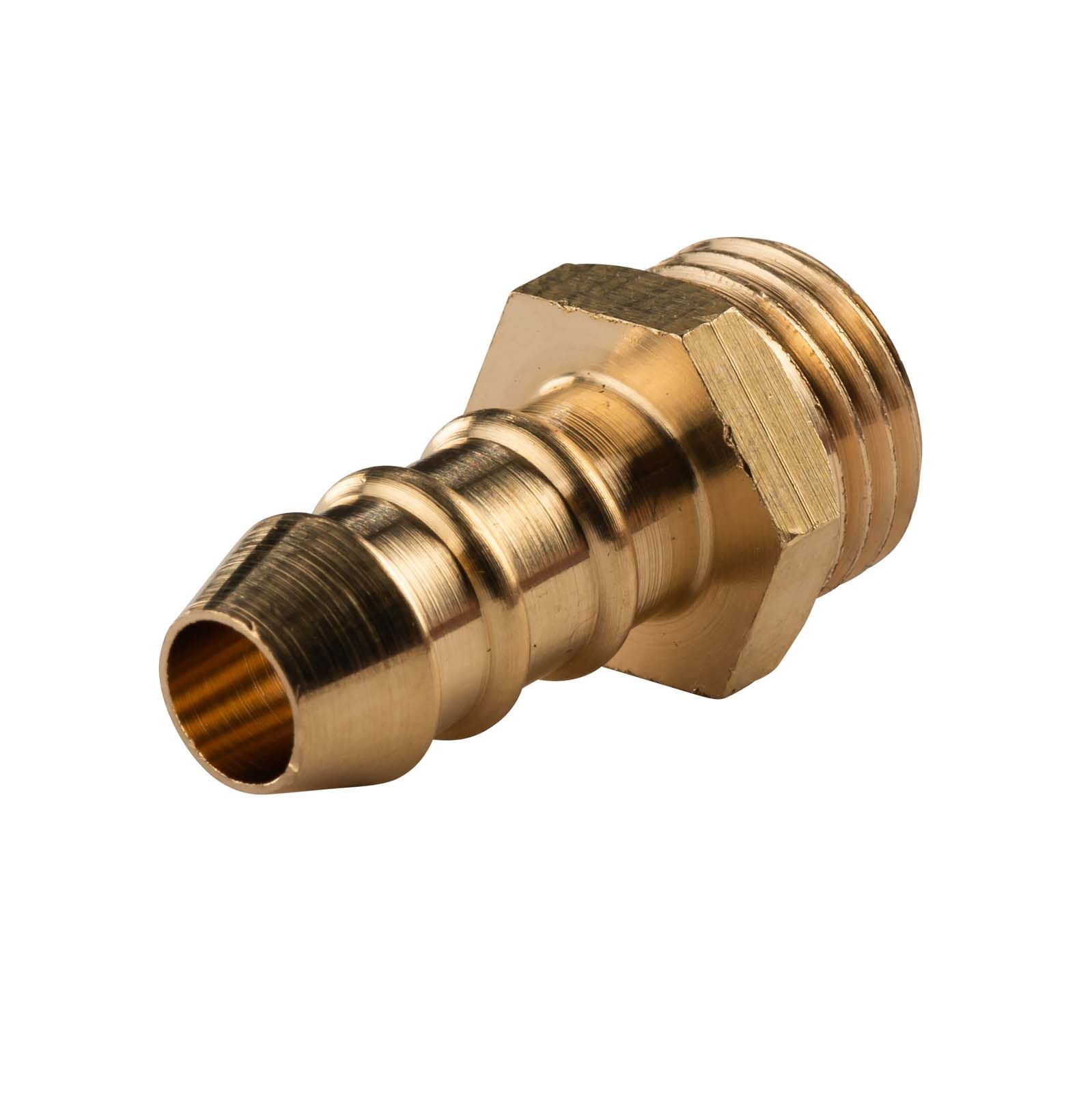 Messing Gewinde-Fitting Schlauchanschluss 1/4" AG (DN 8) Länge 10 mm - schwere Ausführung