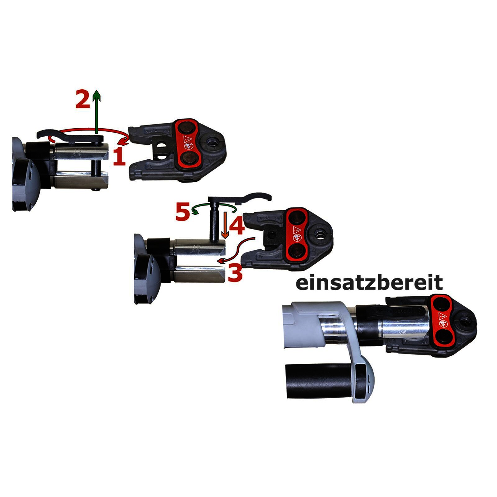 Rothenberger elektrohydraulische Fitting - Pressmaschine ROMAX AC ECO, Set mit Pressbacken Kontur "V"